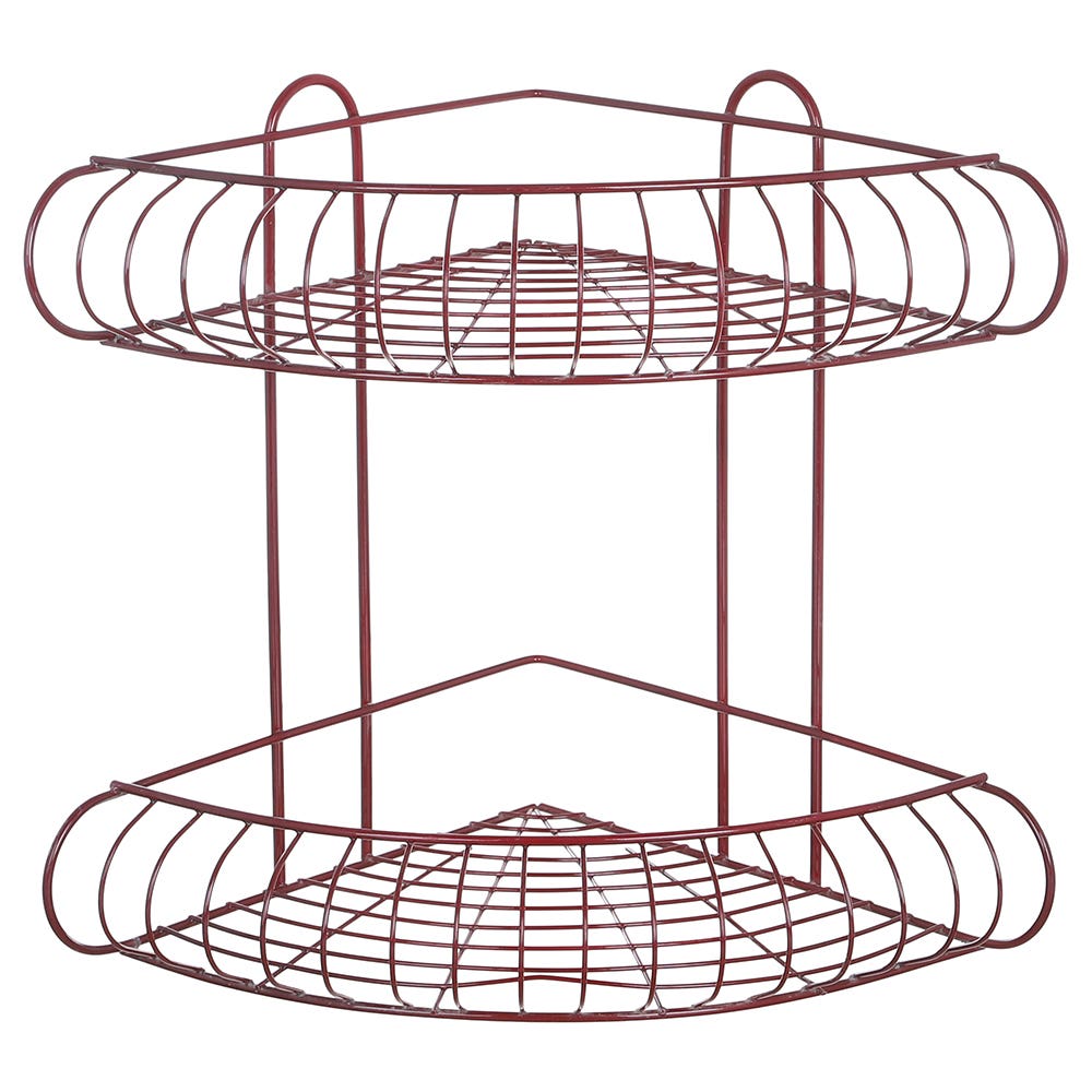 El Nozha Metal Bathroom Organizer, 2 Shelf - Dark Red