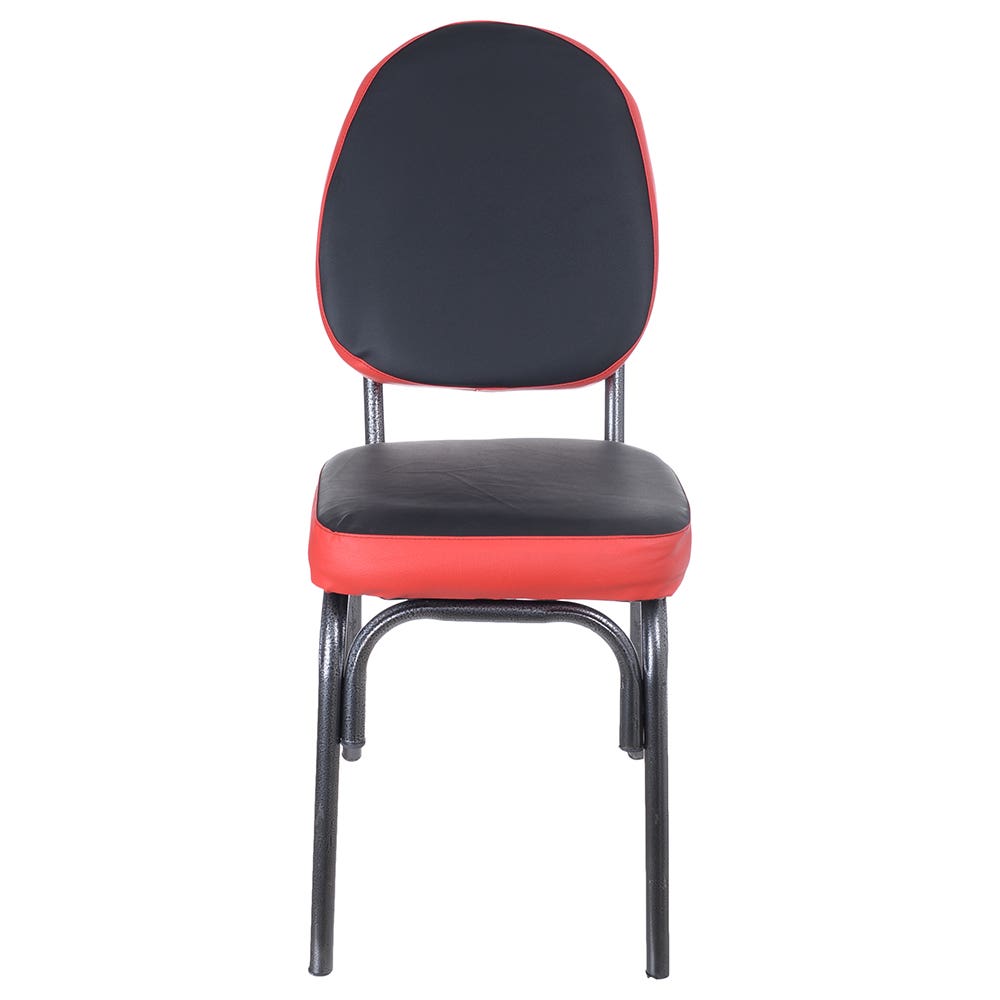 Metal Chair, Padded Leather, 40×40×80 cm - Black Red