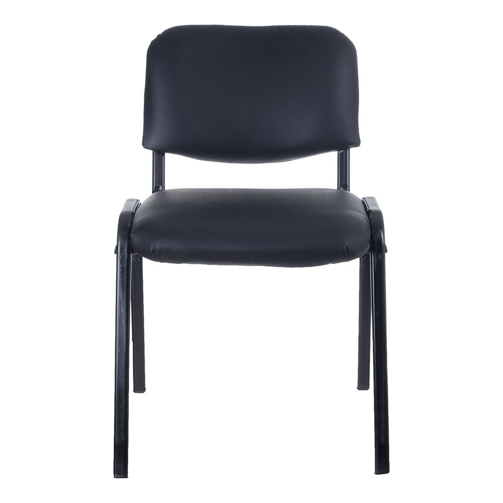 Metal Chair, Padded Leather, 45×50×80 cm - Black