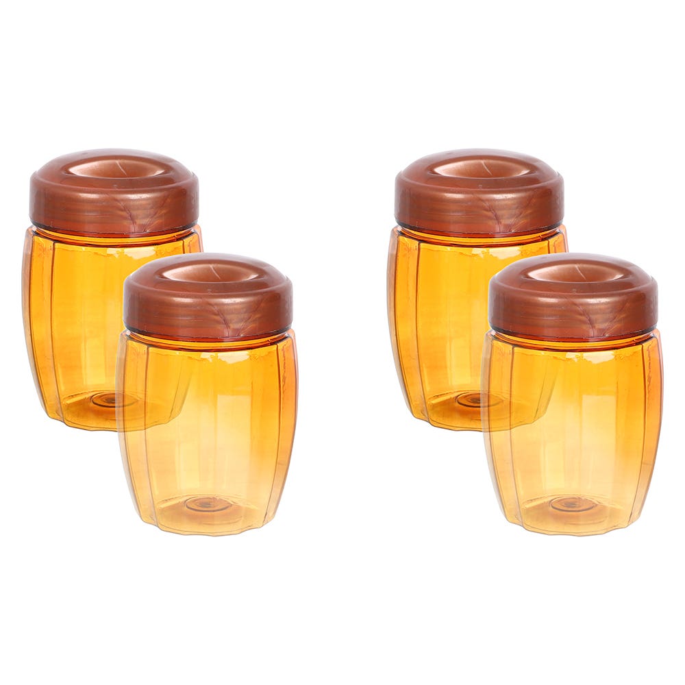 Lamsa Plast Jar Set, 4 Pieces, 350 ml - Brown
