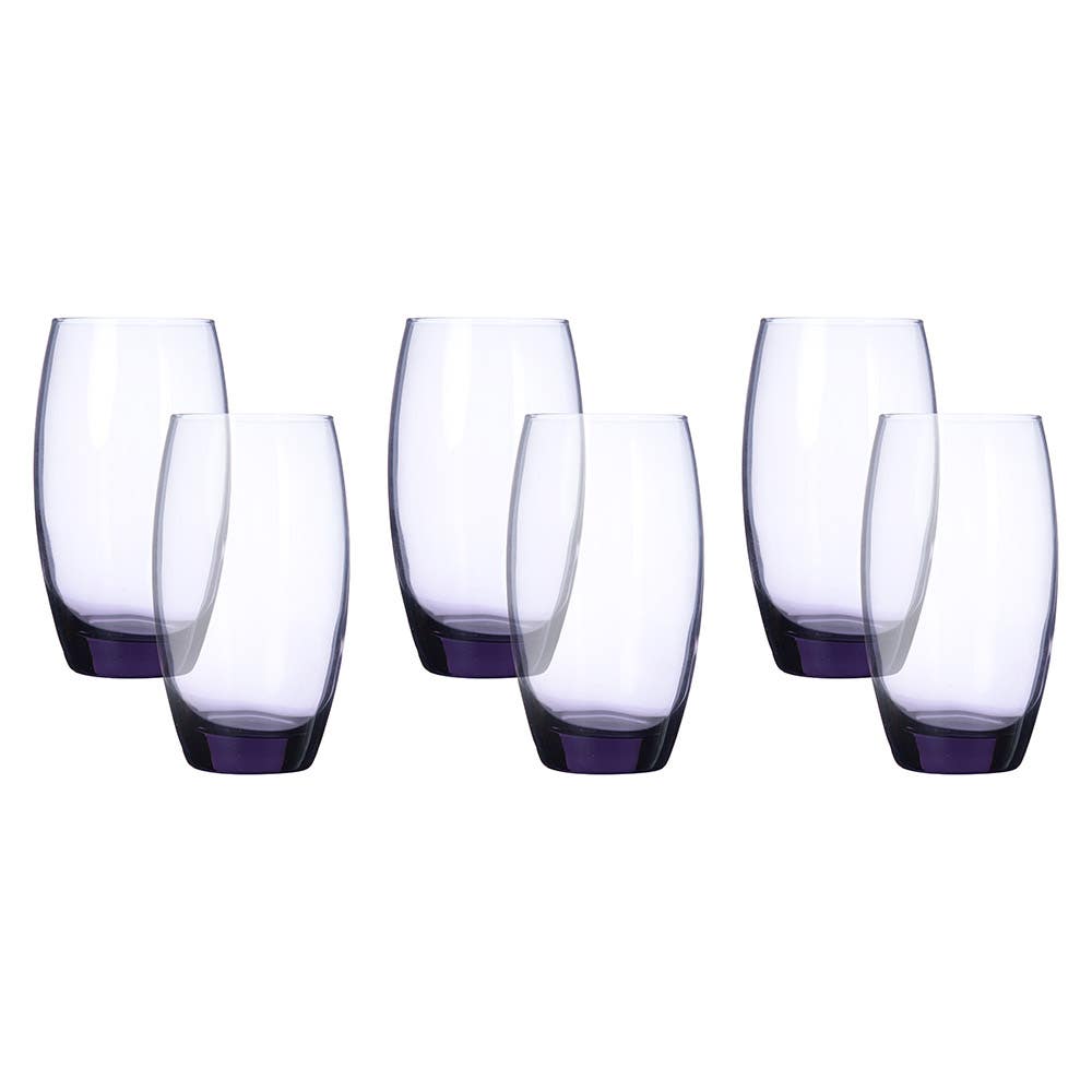 Pasabahce Glass Cups Set, 6 Pieces, 500 ml - Mauve