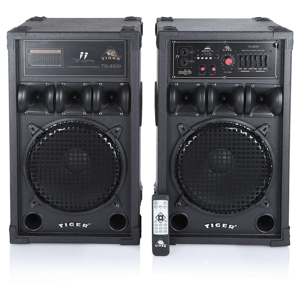 Tiger TG-8500 Sub Woofer, 2 Pieces, 60 watt, 62×34.5×59 cm - Black