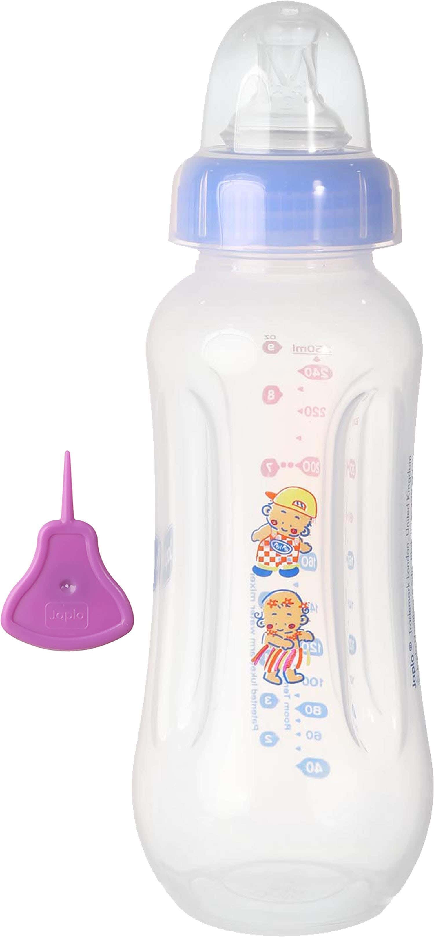 Japlo Circular Polypropylene Baby Bottles Bottle With Digital Scale, 250 ml - Clear Light Blue