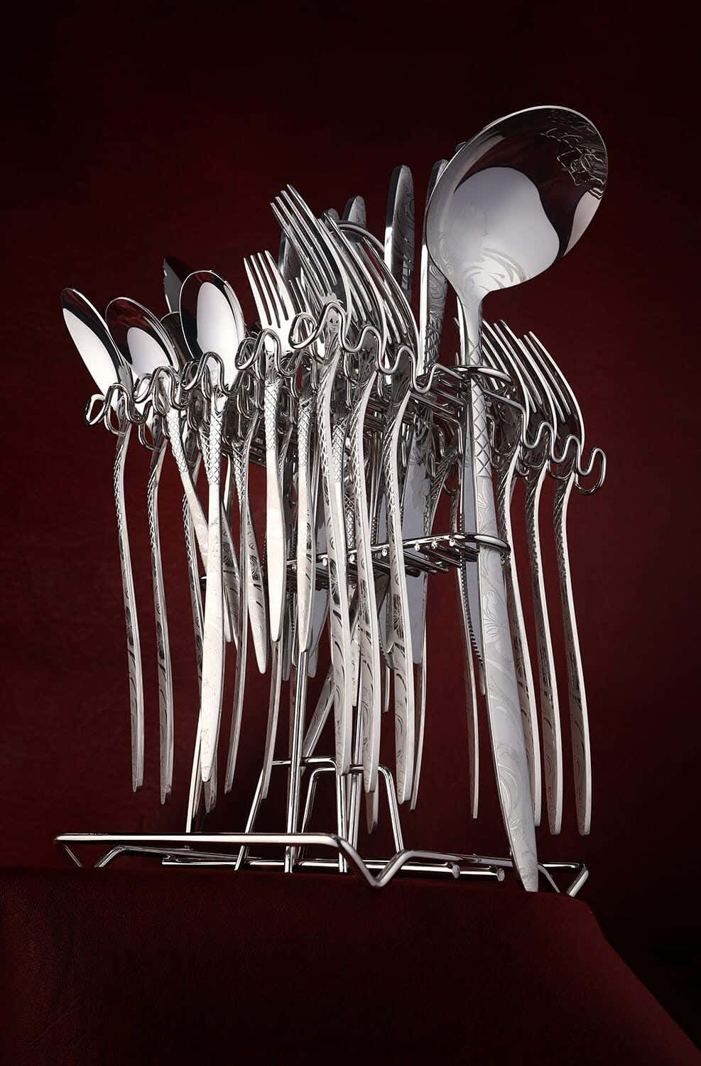 Arshia Stainless Steel Cutlery Set, 38 Pieces - Silver
