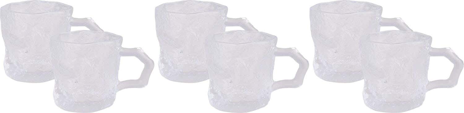 Glass Coffee Mug Set, 6 Pieces, 220 ml - Clear