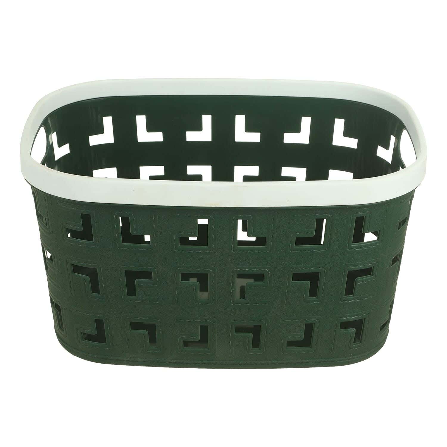 Rectangular Plastic Laundry Basket, 21×30×16 cm - Dark Green