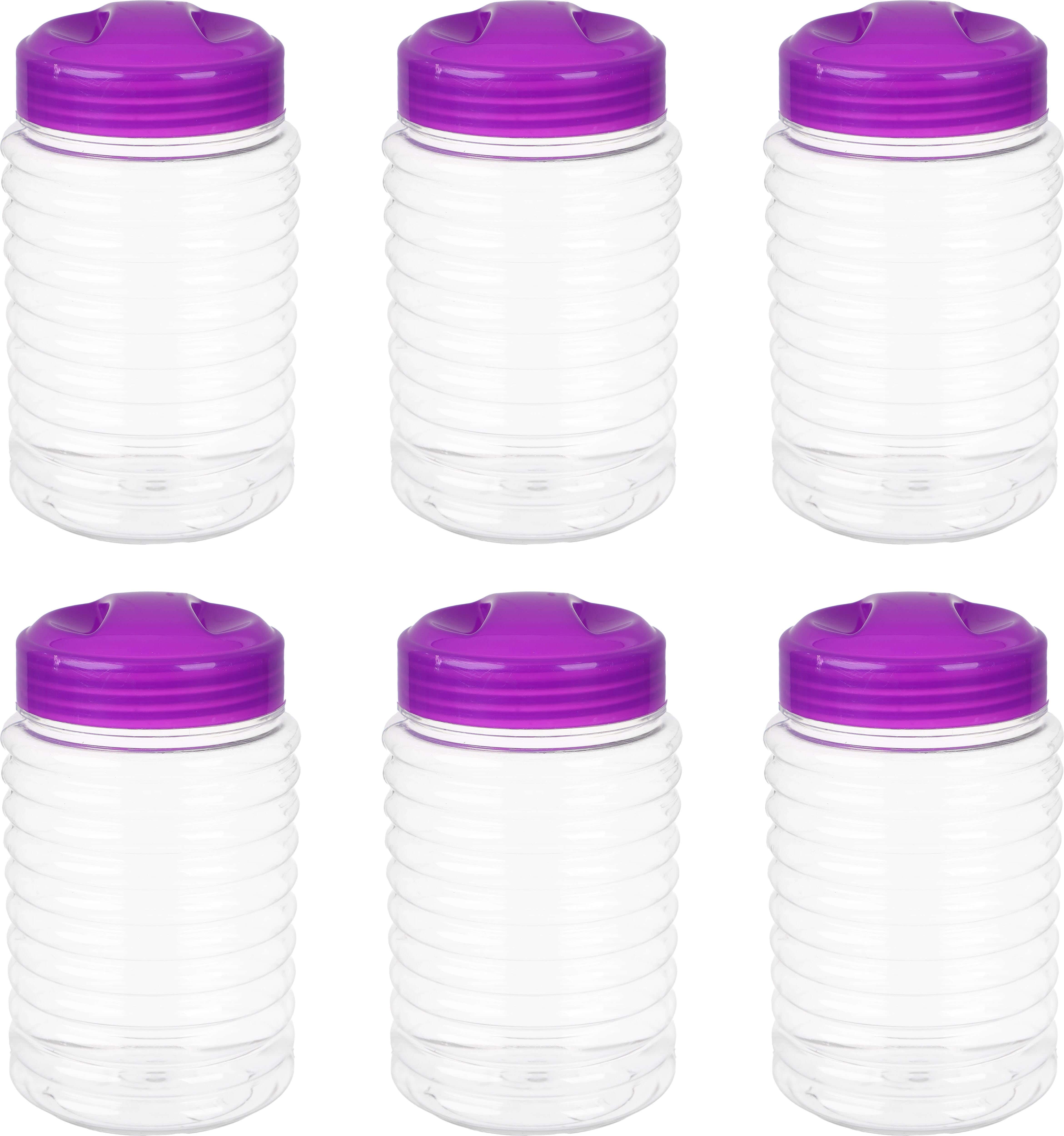 Lmsa Plast Plastic Spice Jar Set, 6 Pieces, 470 ml - Purple