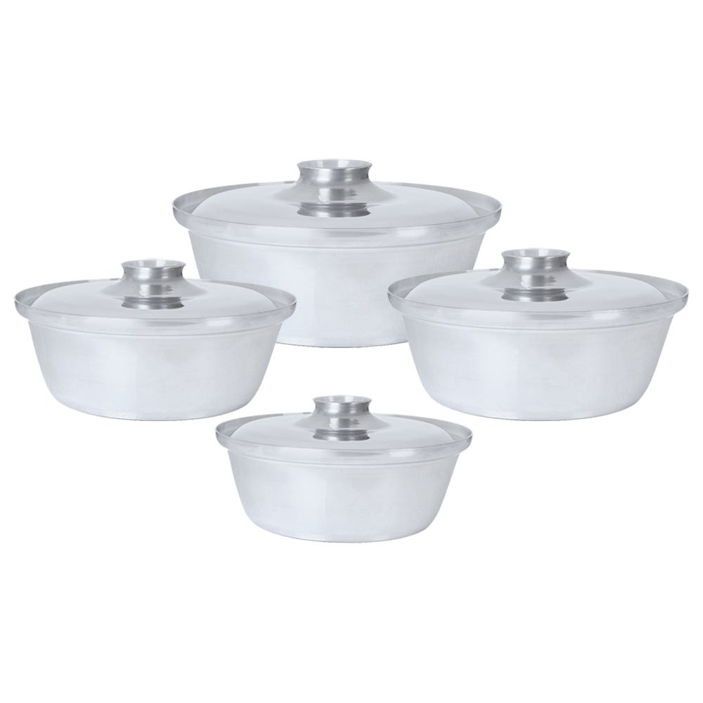 El Zenouki Aluminum Shawarma Cookware Set, 4 Pieces - Silver