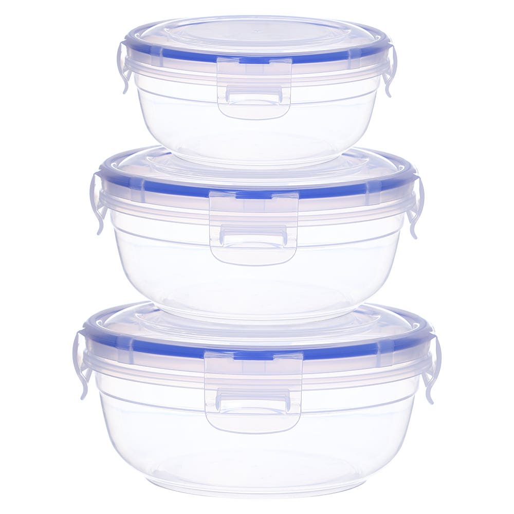 Dunya Plast Round Refrigerator Box Set, 3 Pieces - Clear
