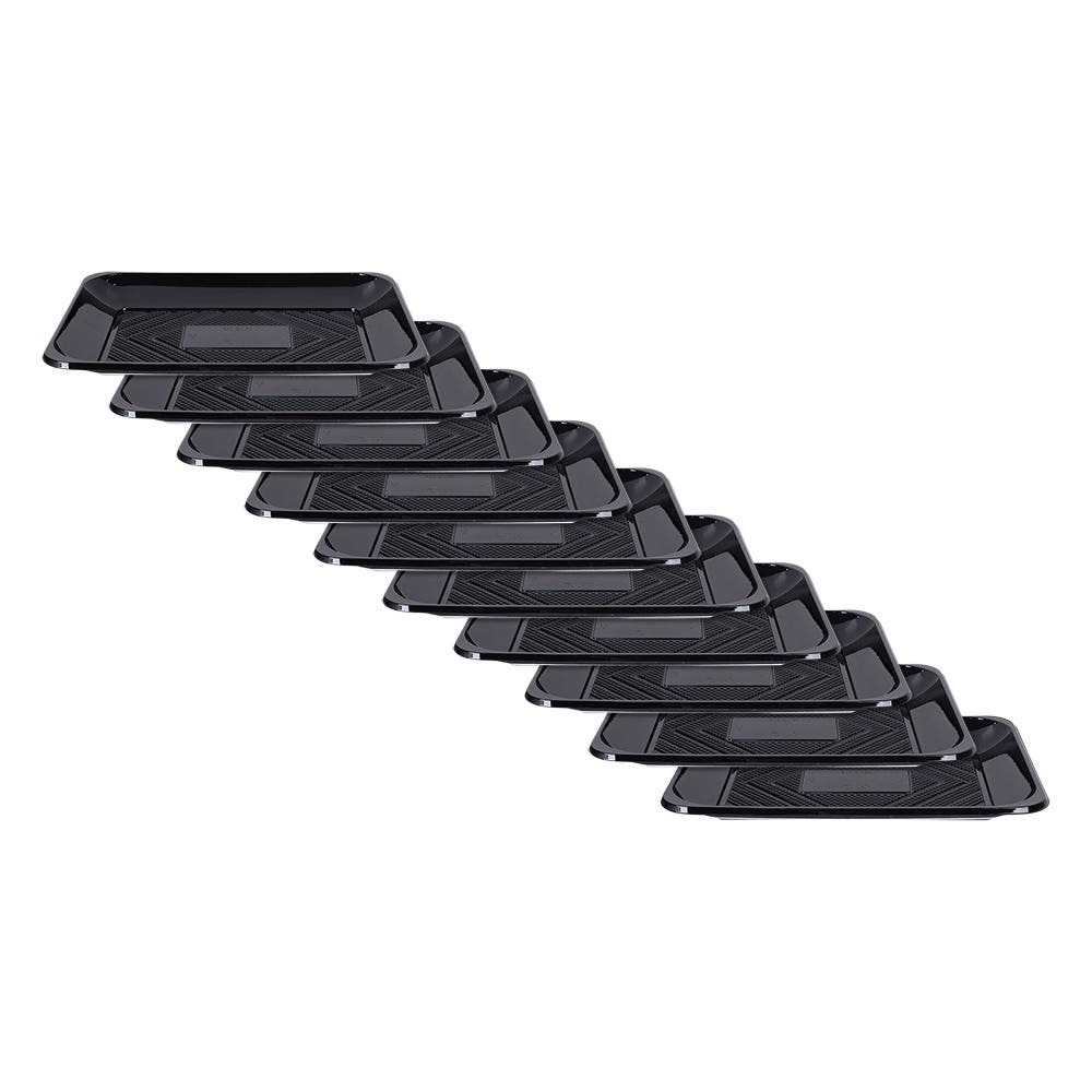 Elite Rectangle Desert Plates Set, 10 Pieces, 19×27 cm - Black