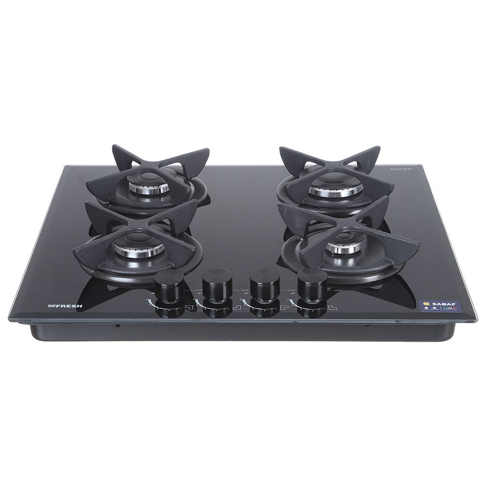 Fresh 9617 Built In Gas Stove, 4 Burner, 60 cm - Black