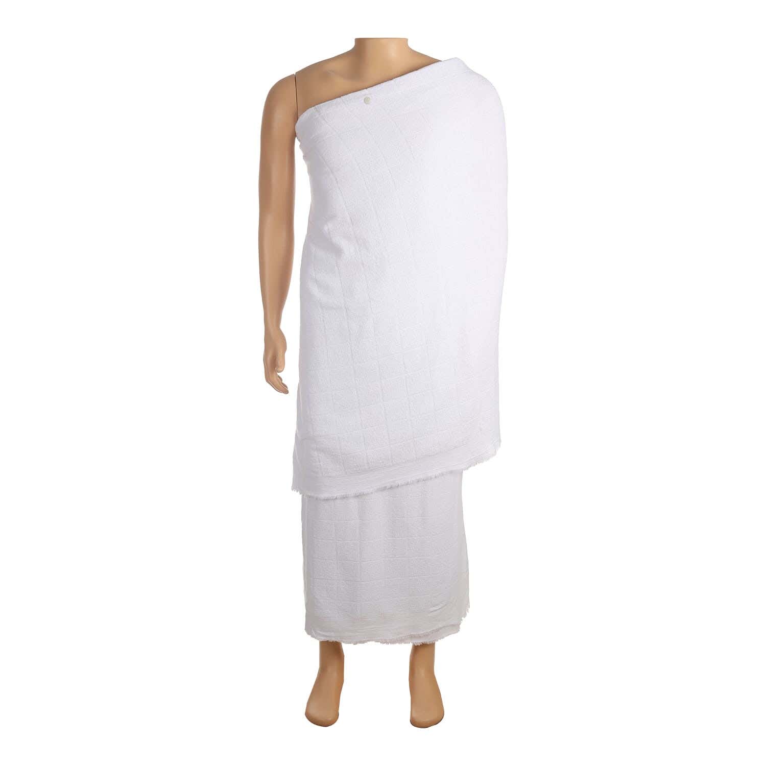Cottonil Plain Cotton Ihram Set For Men, 2 Pieces, Approximately 1300 Grm - White