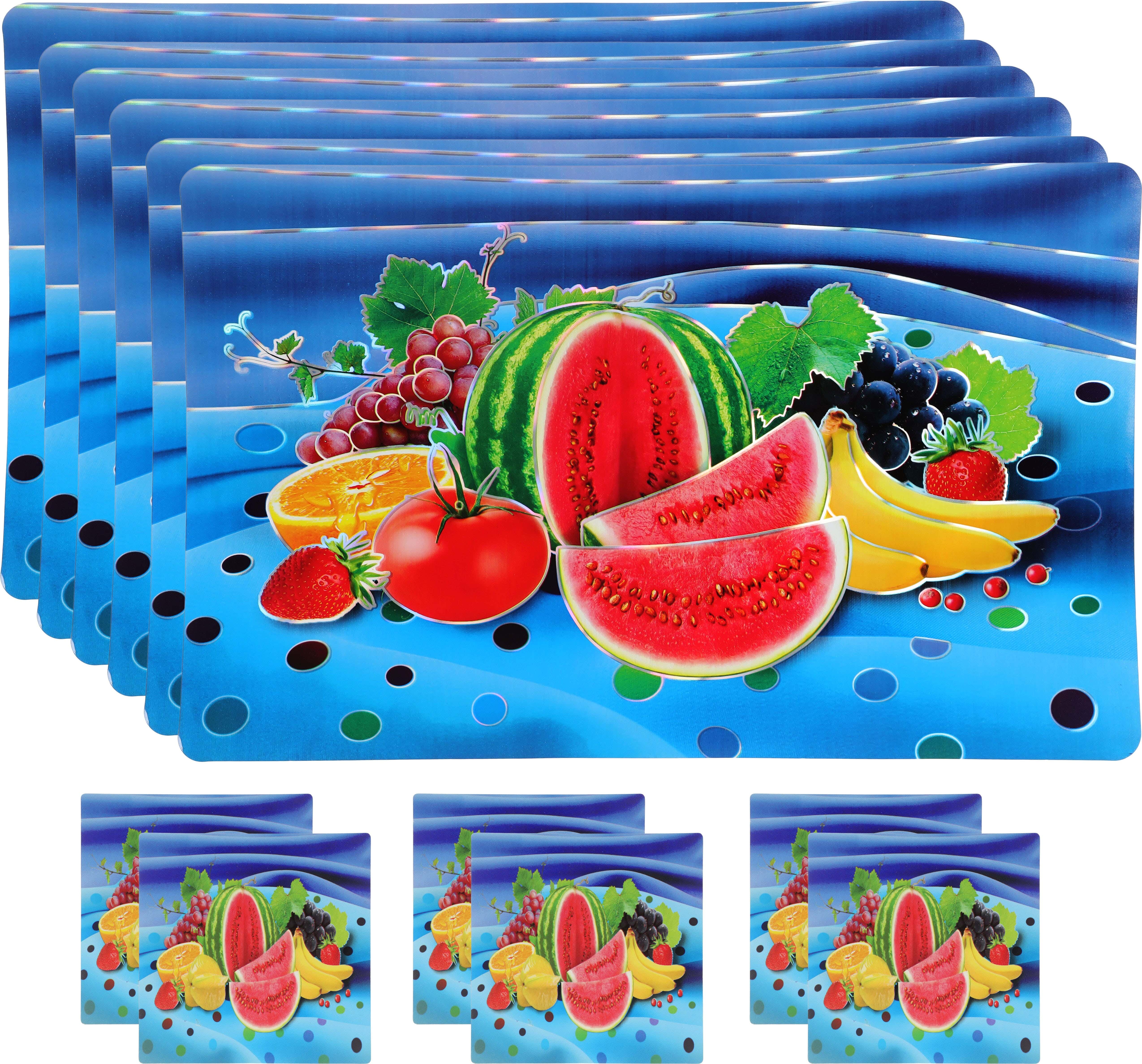 Plastic Tray Tablecloth Set, 12 Pieces, 42×26 cm - Multicolor