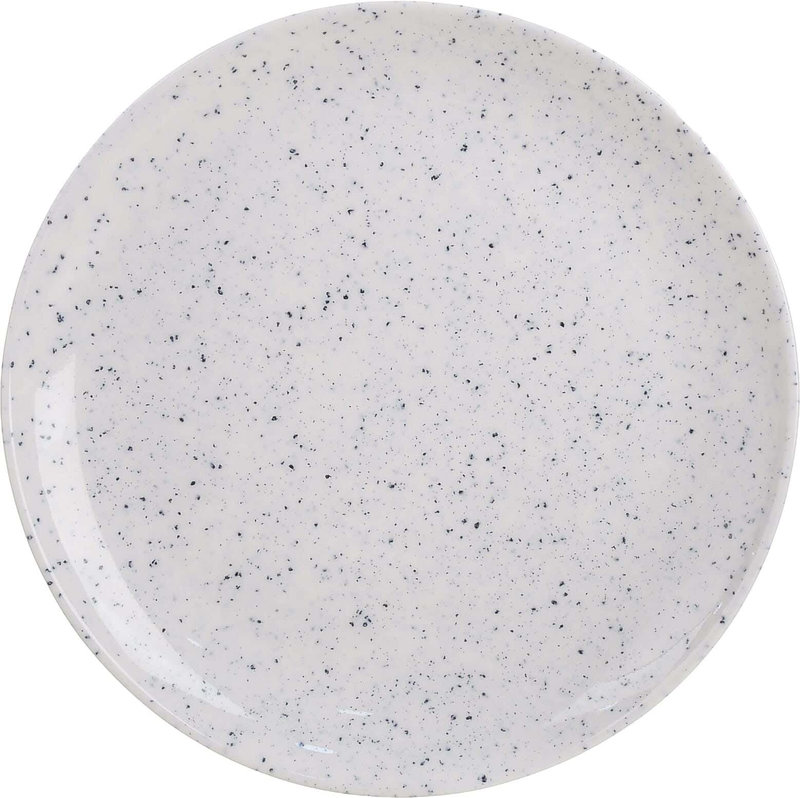 Bright Designs Round Flat Melamine Plate, 26 cm - White Black