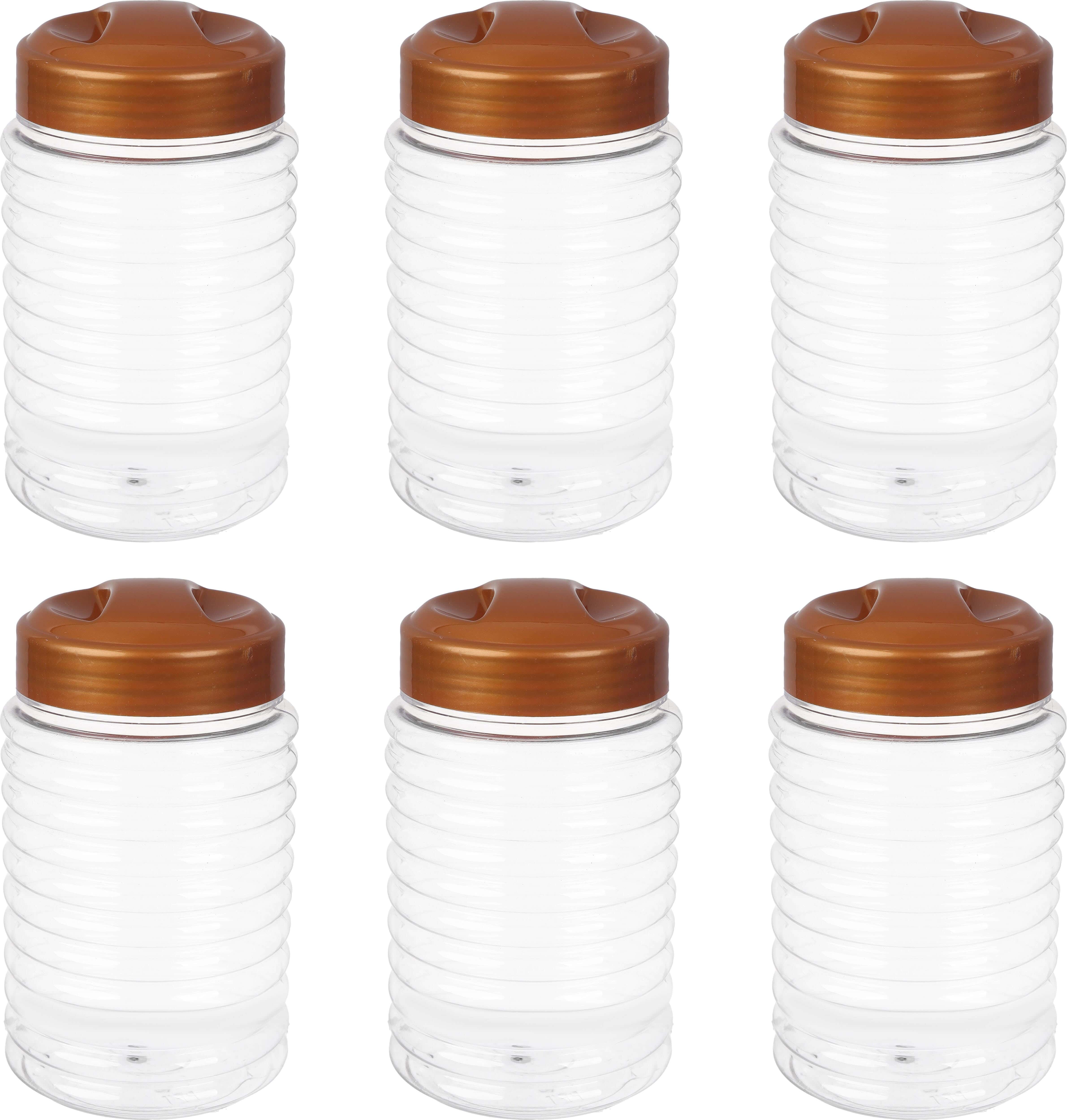 Lmsa Plast Plastic Spice Jar Set, 6 Pieces, 470 ml - Brown