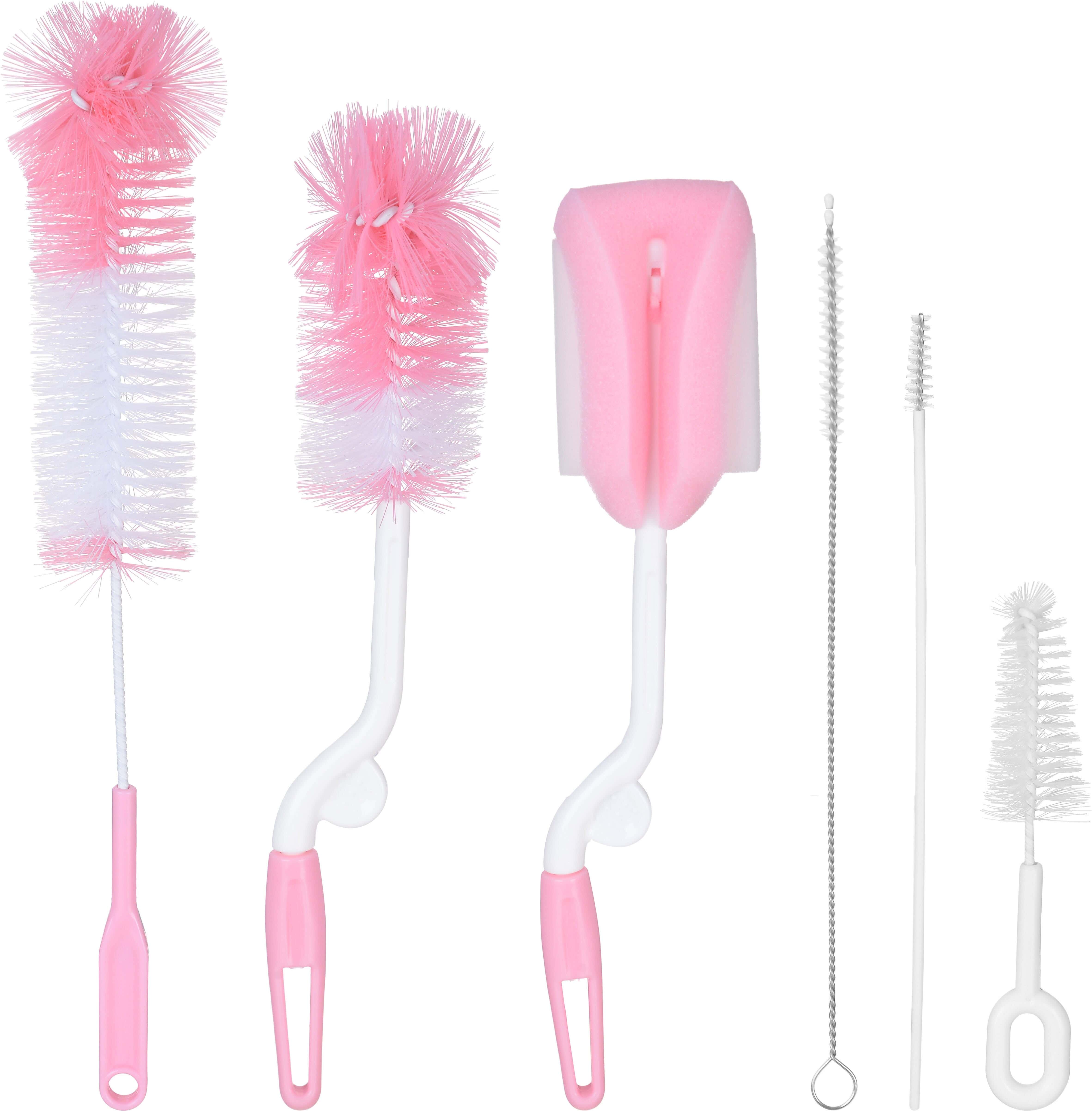 Rienamora Plastic Bottle Washing Brush Set, 6 Pieces - White Blue