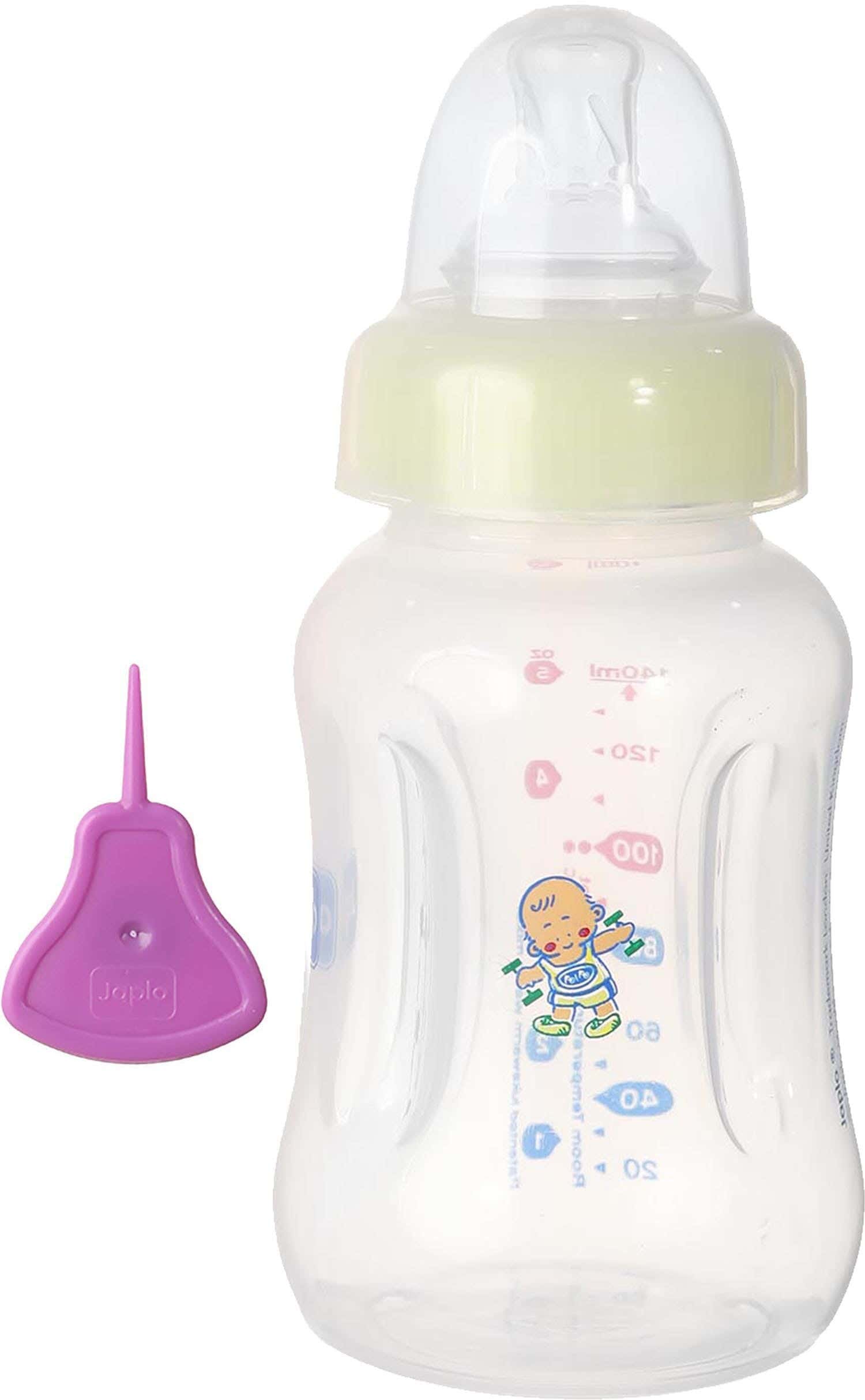 Japlo Circular Polypropylene Baby Bottles Bottle With Digital Scale, 140 ml - Clear Lemon