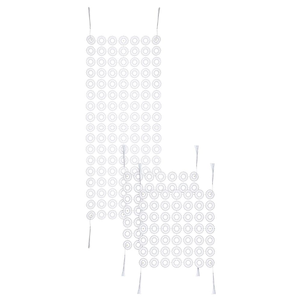 Tulle Embroidered Tablecloth Set, 3 Pieces - White