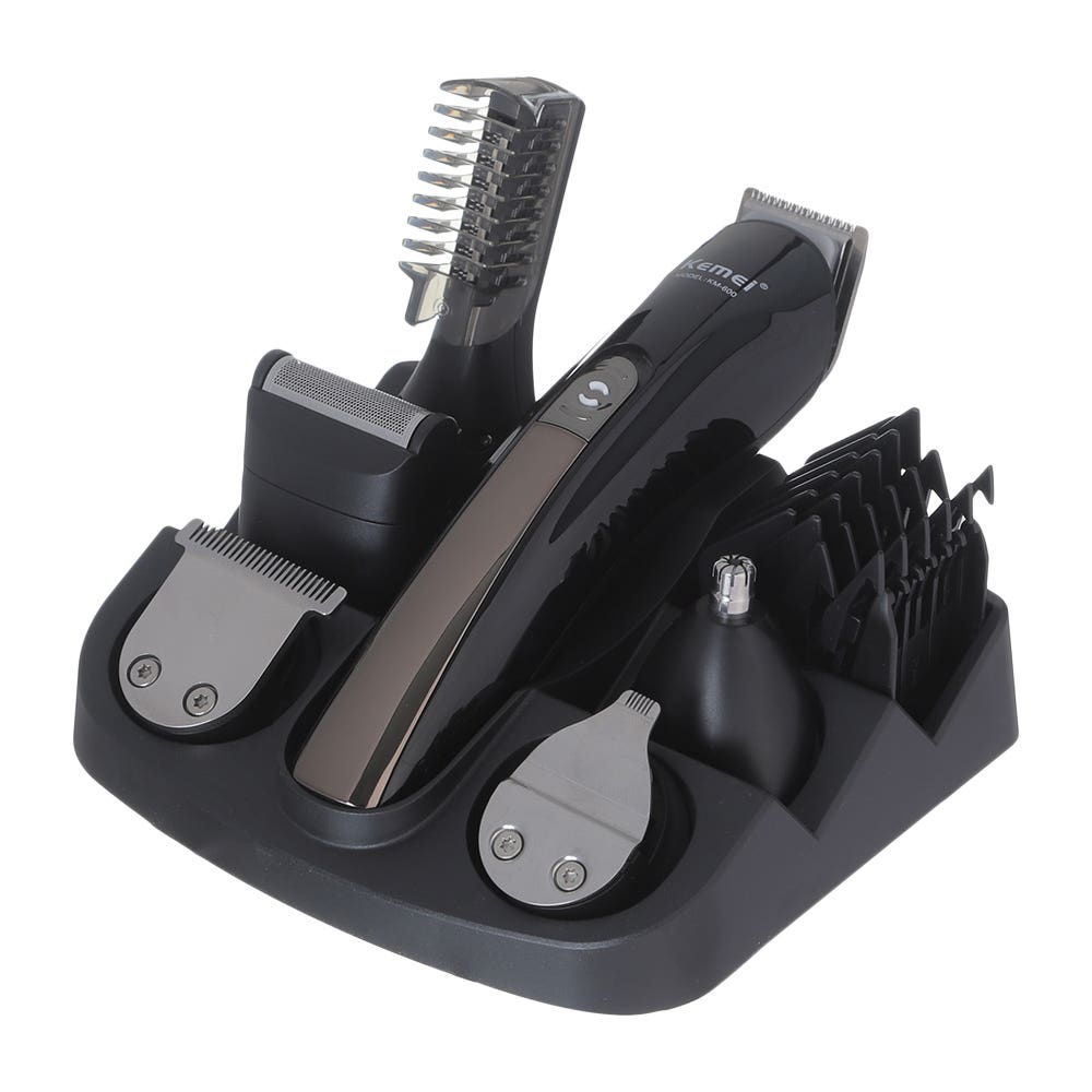Kemei KM-600 Hair Trimmer, 5 watt - Black Silver