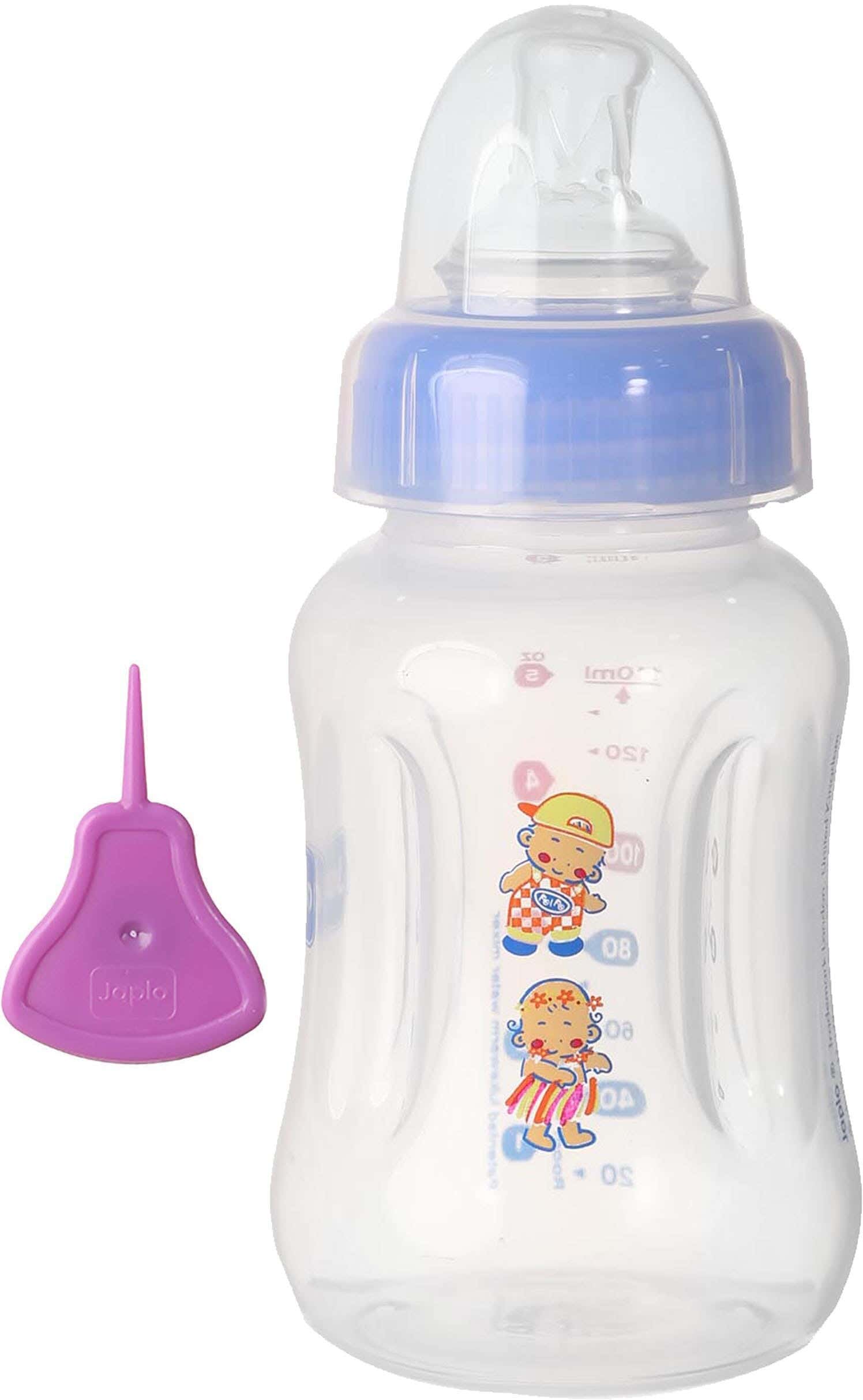 Japlo Circular Polypropylene Baby Bottles Bottle With Digital Scale, 140 ml - Clear Light Blue