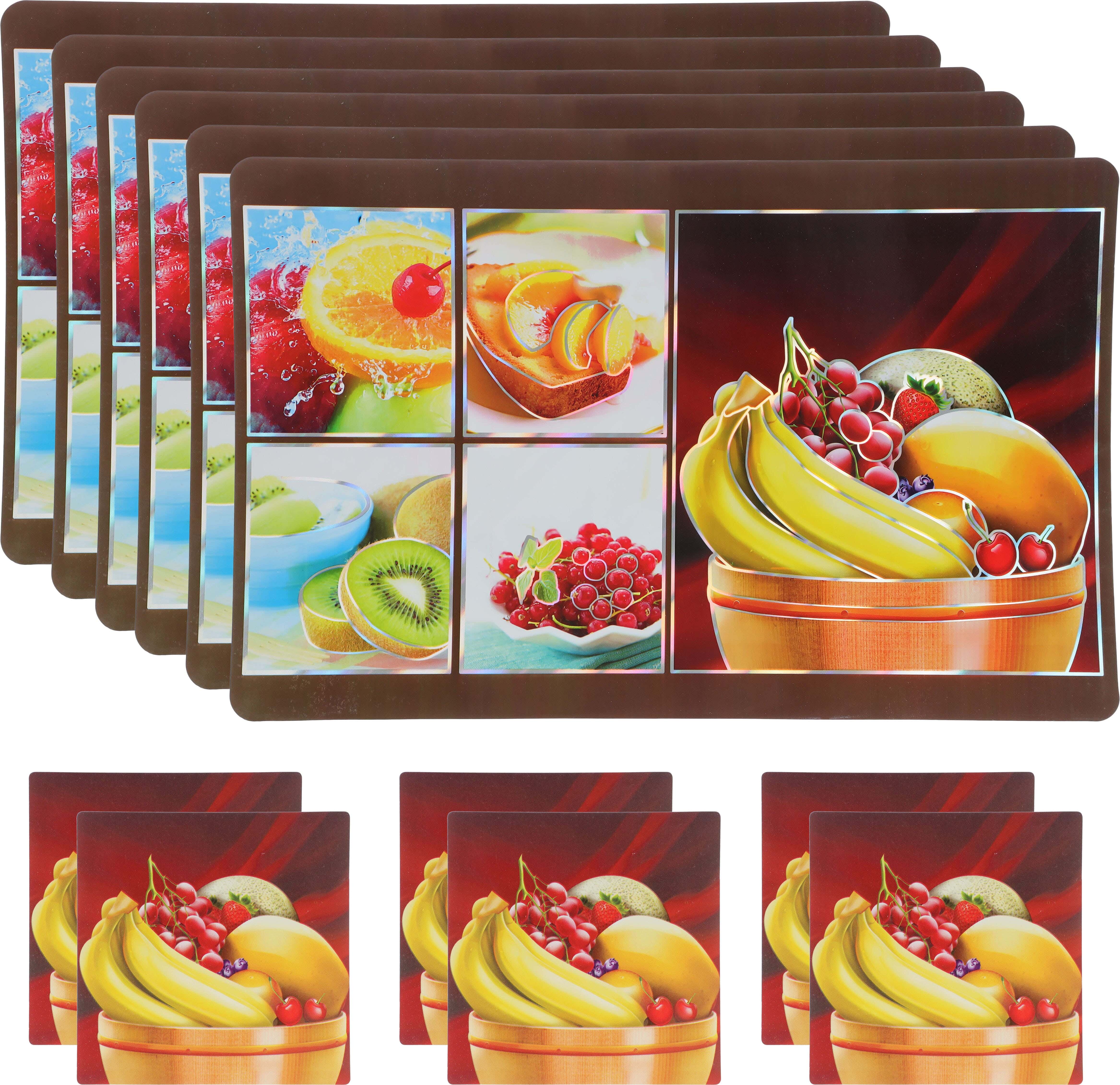 Plastic Tray Tablecloth Set, 12 Pieces, 42×26 cm - Multicolor