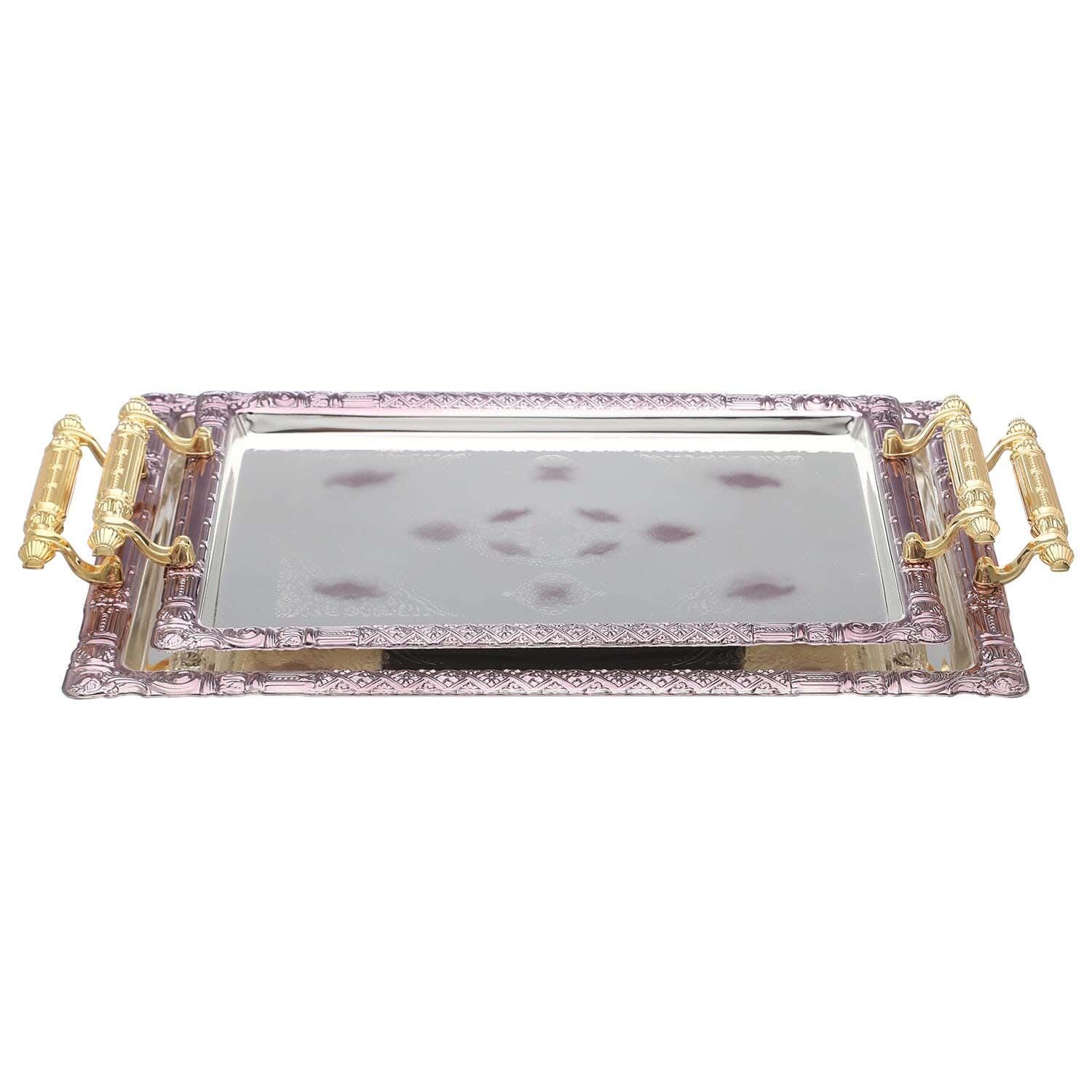 Falmer Nickel chromium Serving Tray Set, 2 Pieces - Mauve