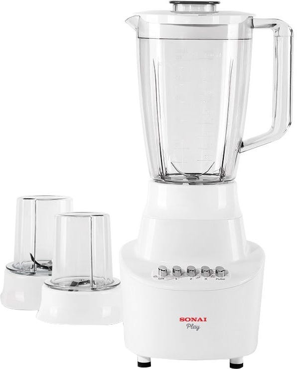 Sonai MAR-2300 Play Electric Blender, 3 in 1, 400 Watt, 1.5 Liter, 3 Speeds - White