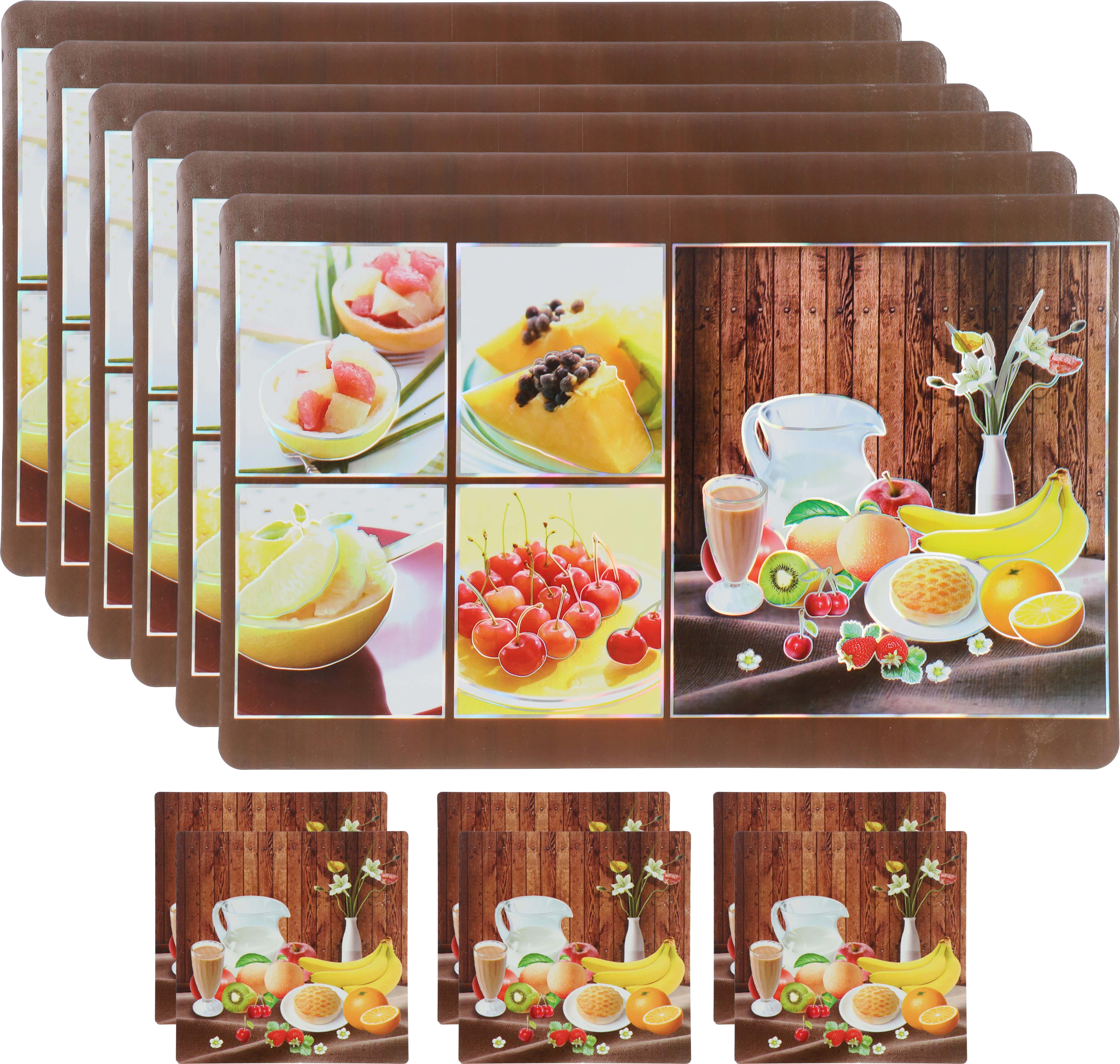 Plastic Tray Tablecloth Set, 12 Pieces, 42×26 cm - Multicolor
