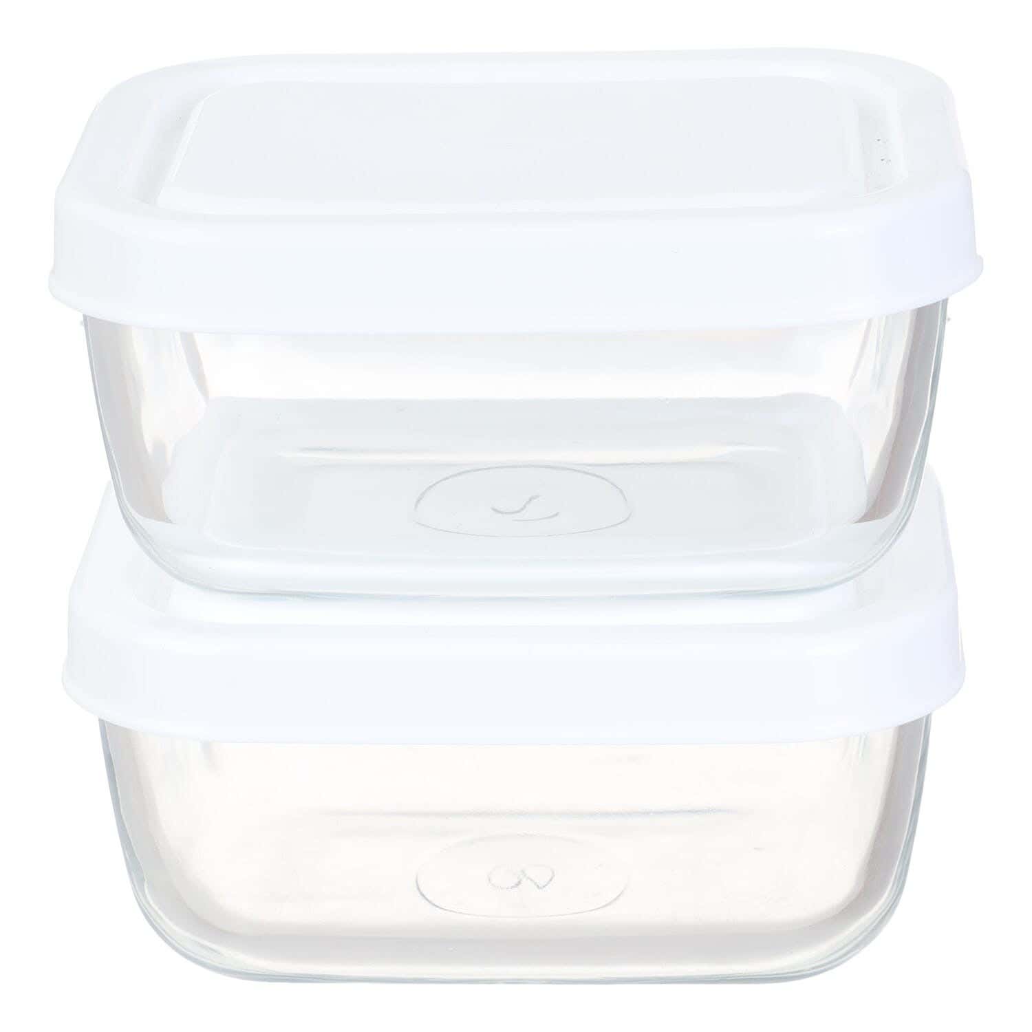 Pasabahce Glass Bowl Set With Plastic Cover, 2 Pieces, 12×10 Cm - White