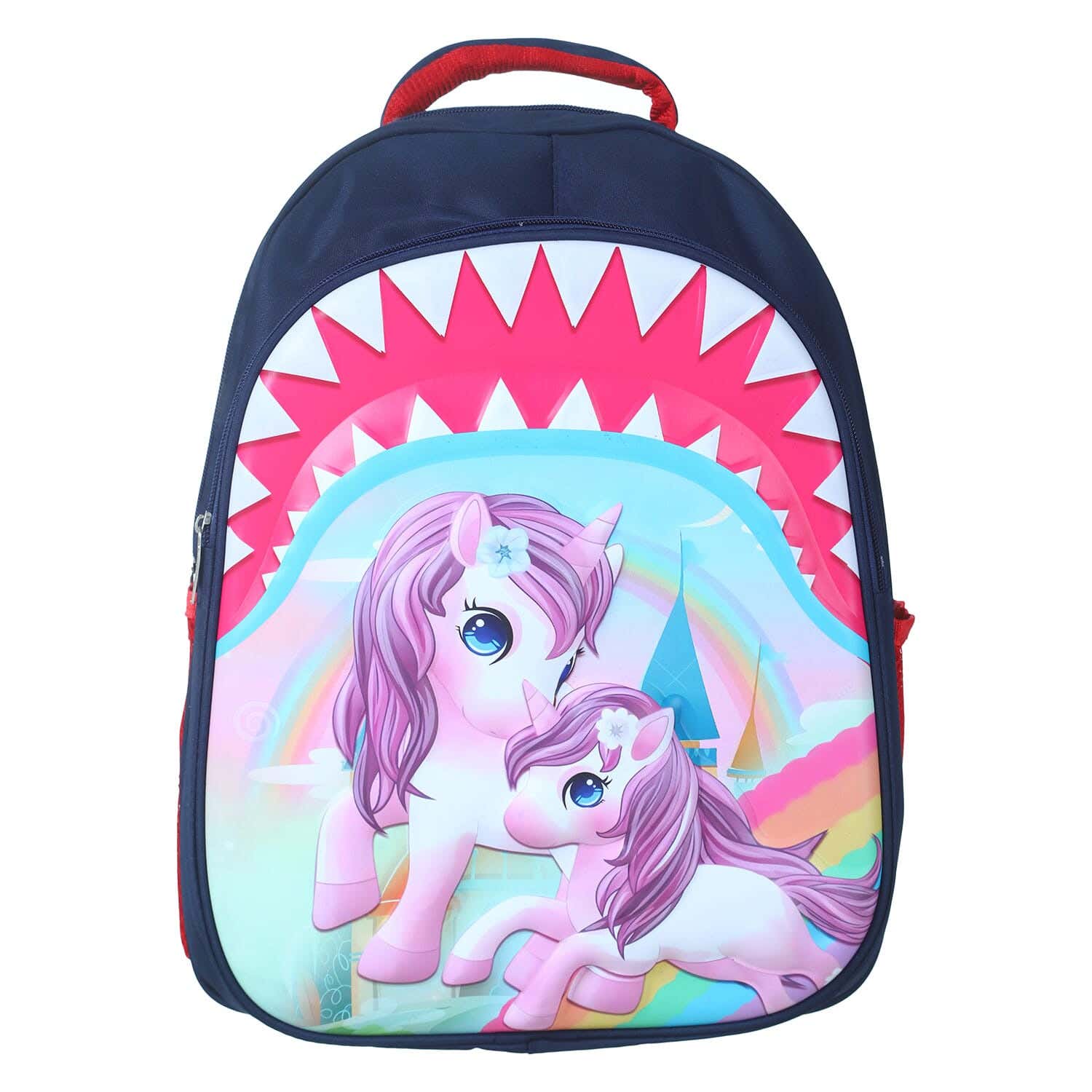 Microfiber School Bag For Girls, 14 Inches, 2 Zippers - Multicolor