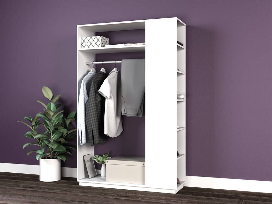 MDF Wood Open Wardrobe, 120x40x180 Cm - White