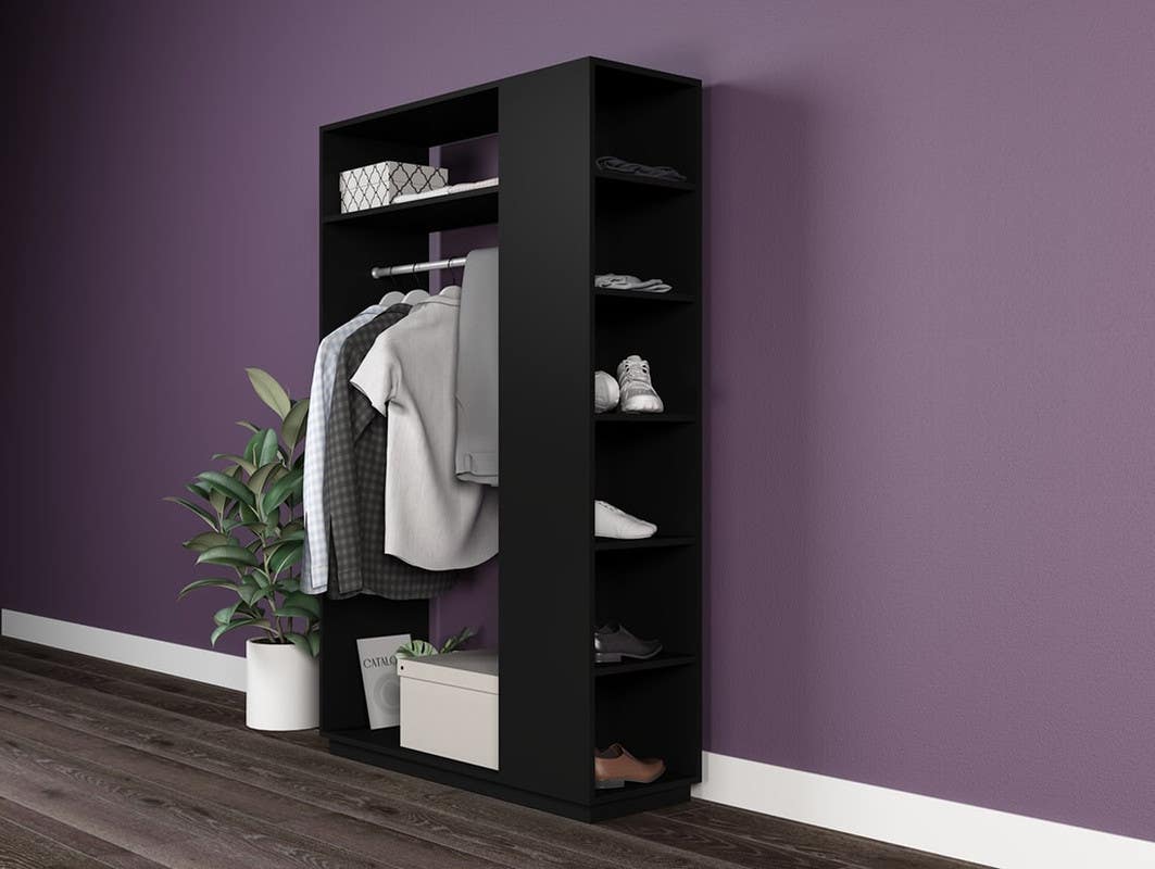 MDF Wood Open Wardrobe, 120x40x180 Cm - Black