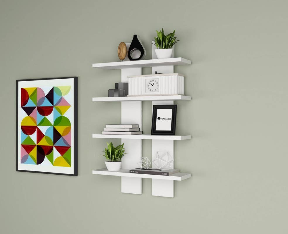 MDF Wood Shelving Unit, 50×15×80 cm - White