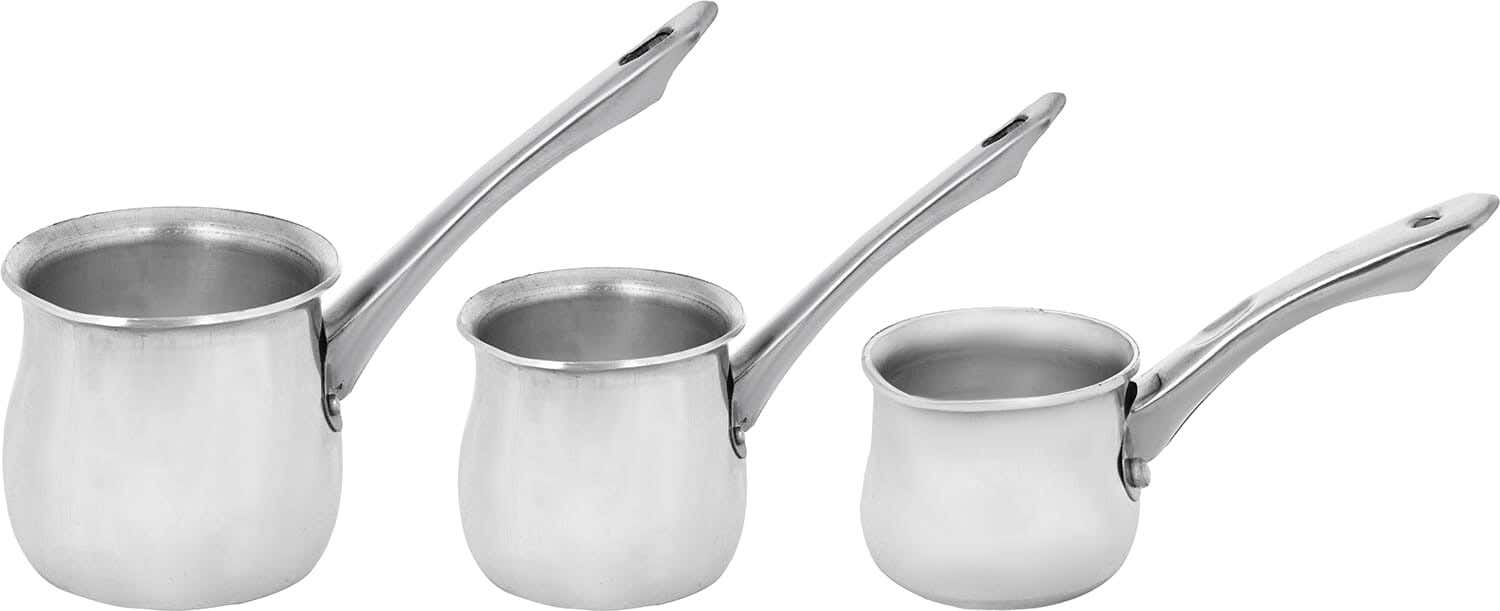 EL ZENOUKI Aluminum Coffee set, 3 Pieces - Silver