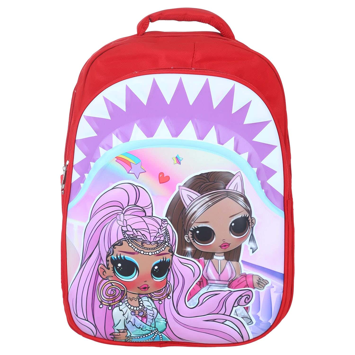 Microfiber School Bag For Girls, 14 Inches, 2 Zippers - Multicolor