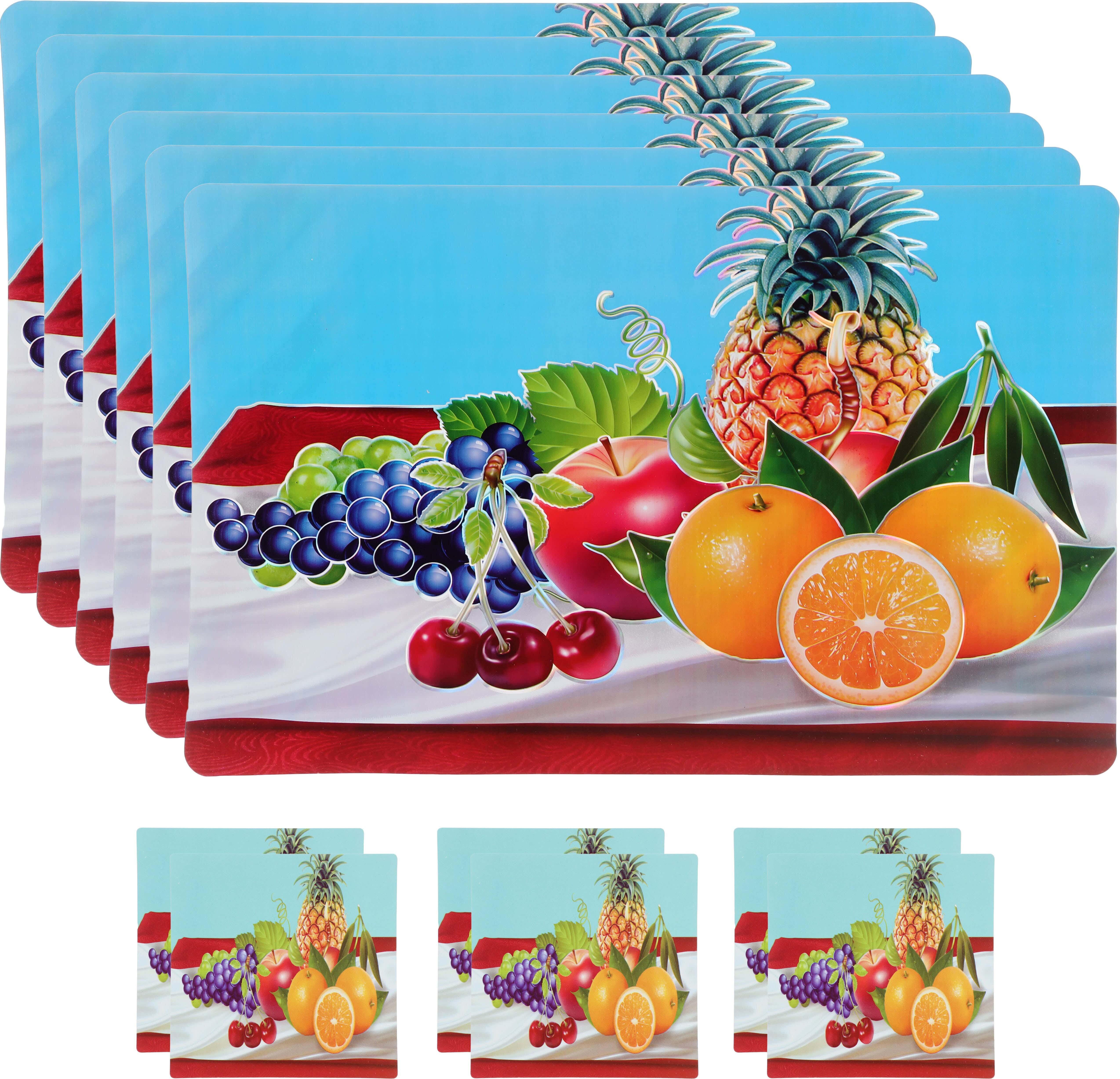 Plastic Tray Tablecloth Set, 12 Pieces, 42×26 cm - Multicolor