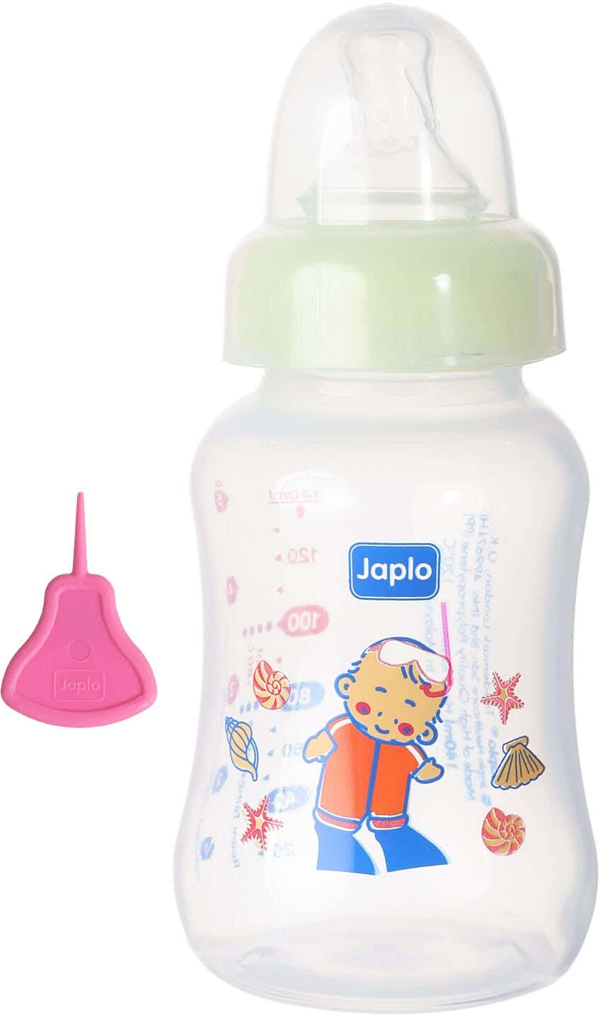 Japlo Circular Polypropylene Baby Bottles Bottle With Digital Scale, 140 ml - Clear Lemon