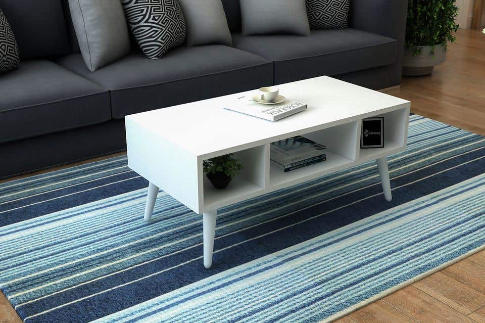MDF Wood Center Table, 90x45x40 cm - White