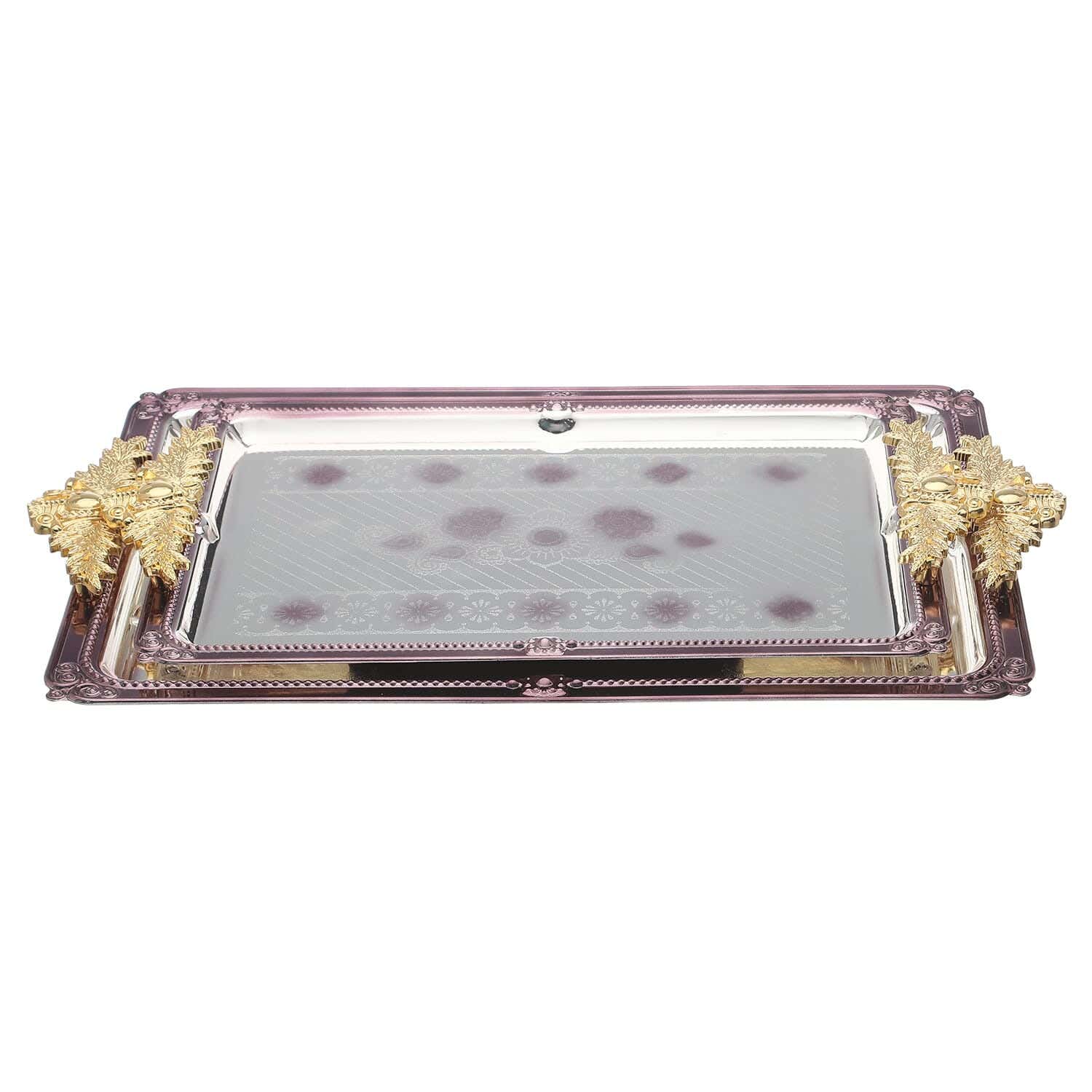 Falmer Nickel chromium Serving Tray Set, 2 Pieces - Mauve