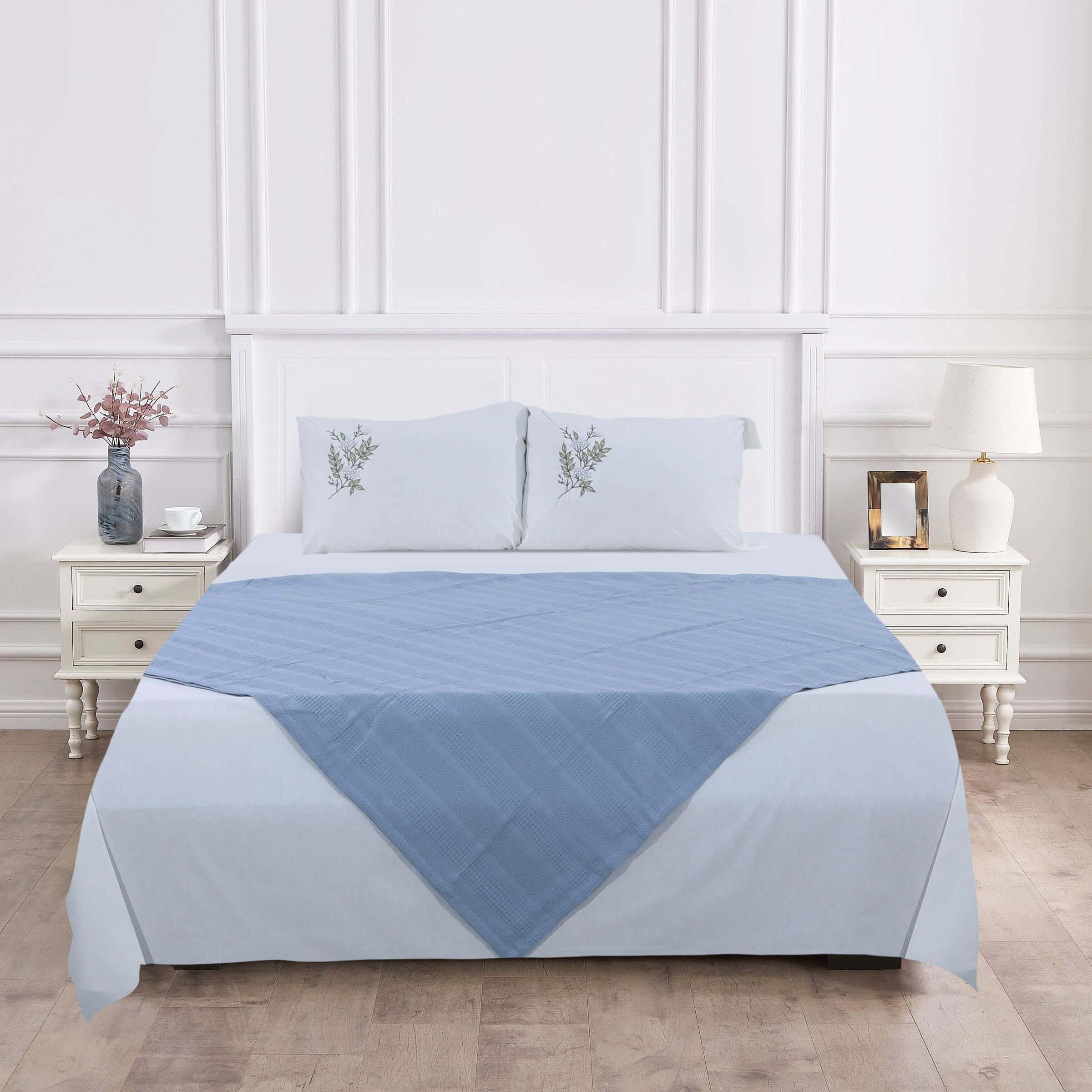 Irina Cotton Comforter and Bed Sheet Set, 4 Pieces, 2900 grams - Petrol
