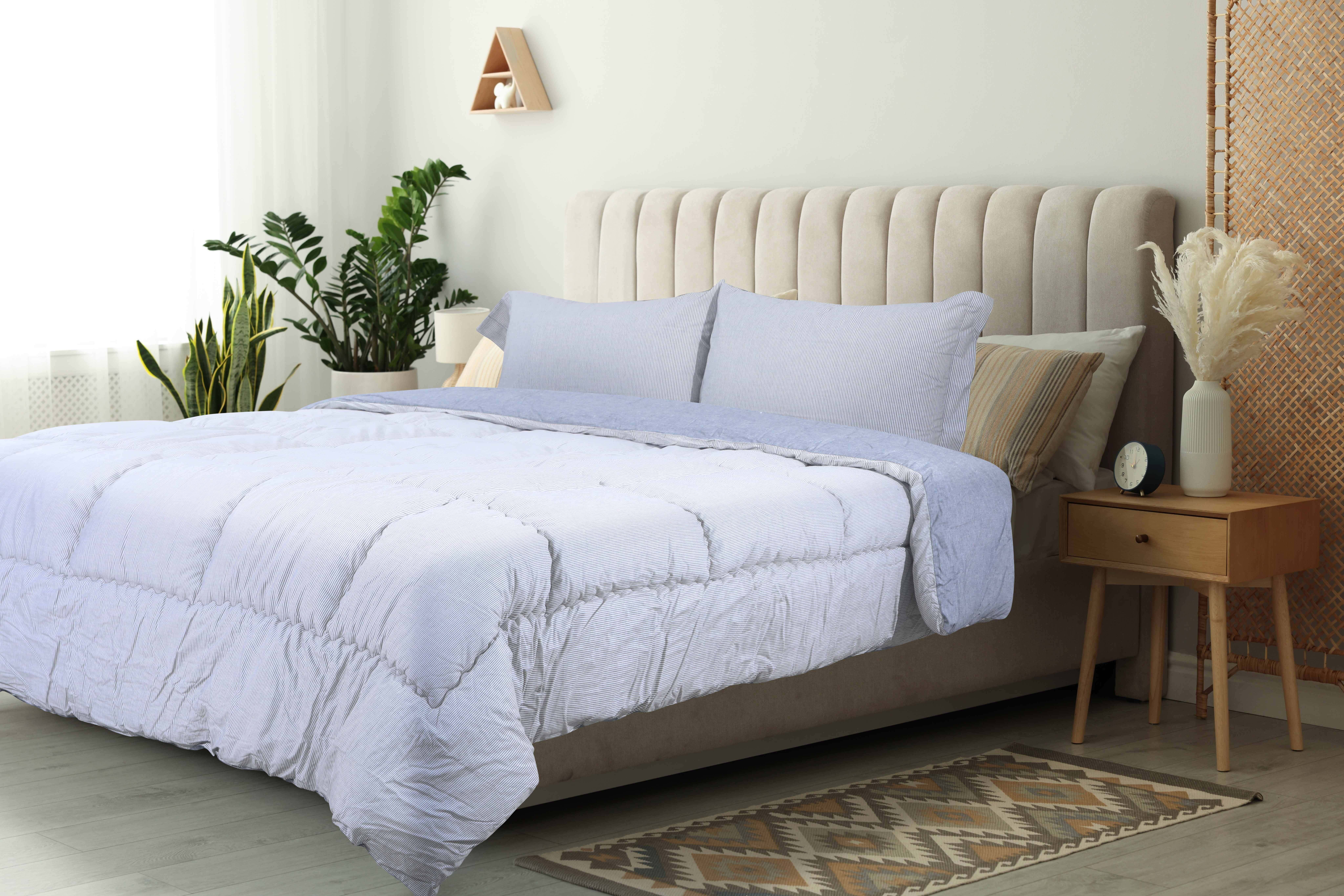 Al Maamoun Cotton Quilt Set, 3 Pieces, 240×240 cm, Approximately 4850 gm - Grey