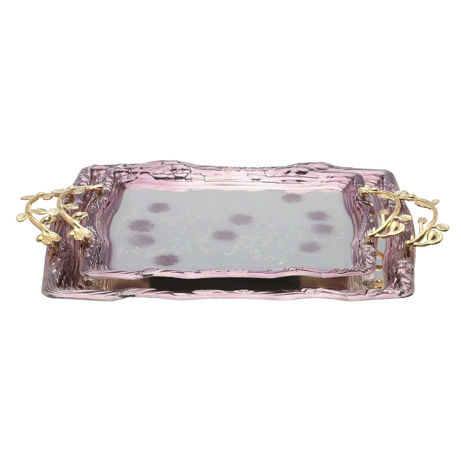 Falmer Nickel chromium Serving Tray Set, 2 Pieces - Mauve