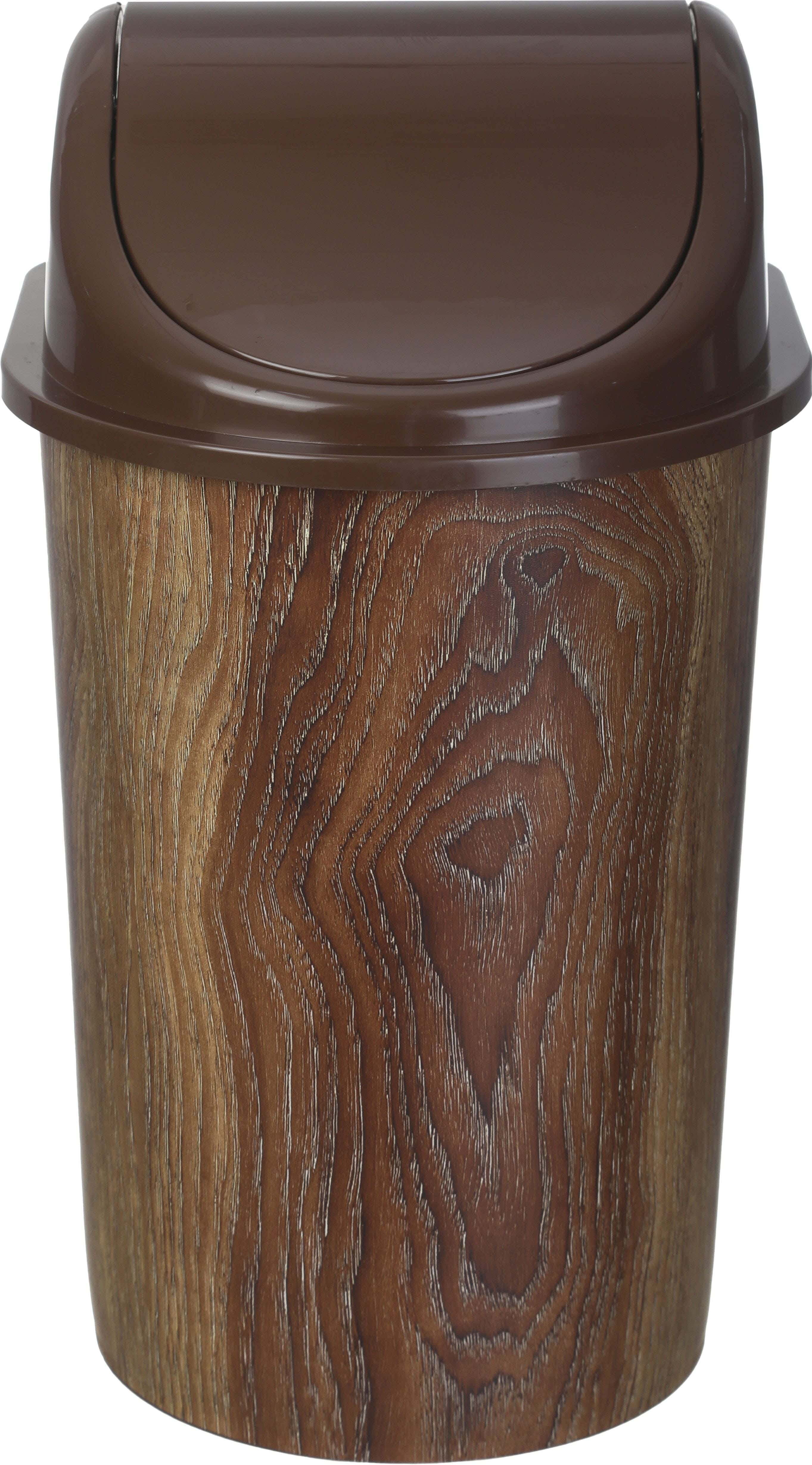 Al Wataneya Plastic Trash Bin with Movable Lid, 25×26.5×43 cm - Brown
