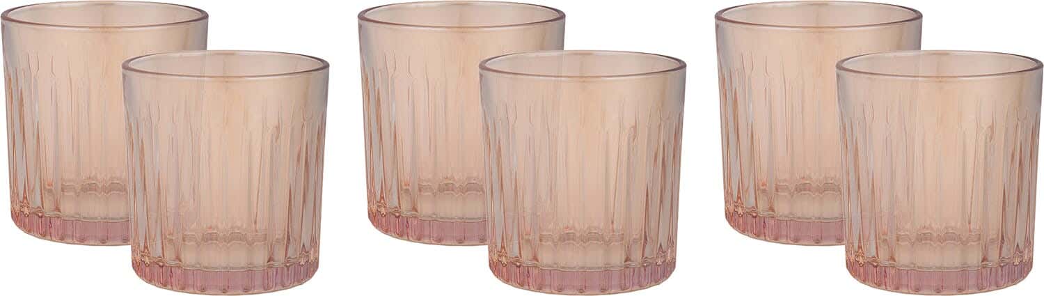 Glass Cups Set, 6 Pieces, 310 ml - Clear Light Brown