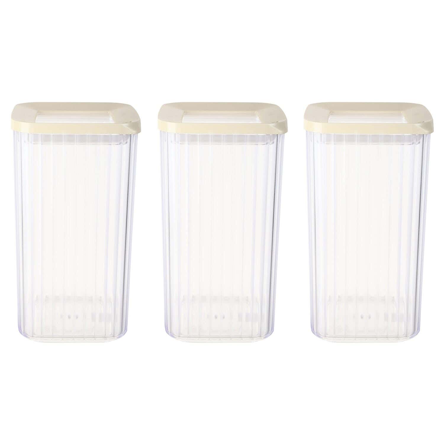 Pro Plast Plastic Storage Box Set, 3 Pieces, 1300 Ml - Off White Clear