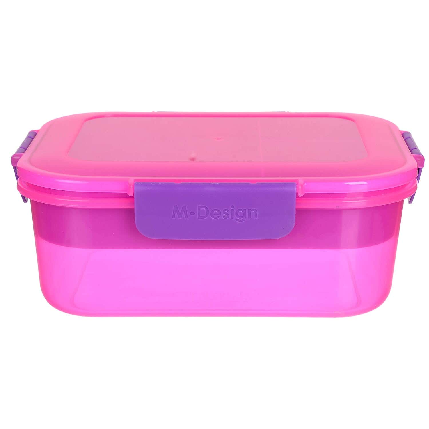 M Design Plastic Lunch Box with Clips Cover, 2.1 Liter - Fuchsia