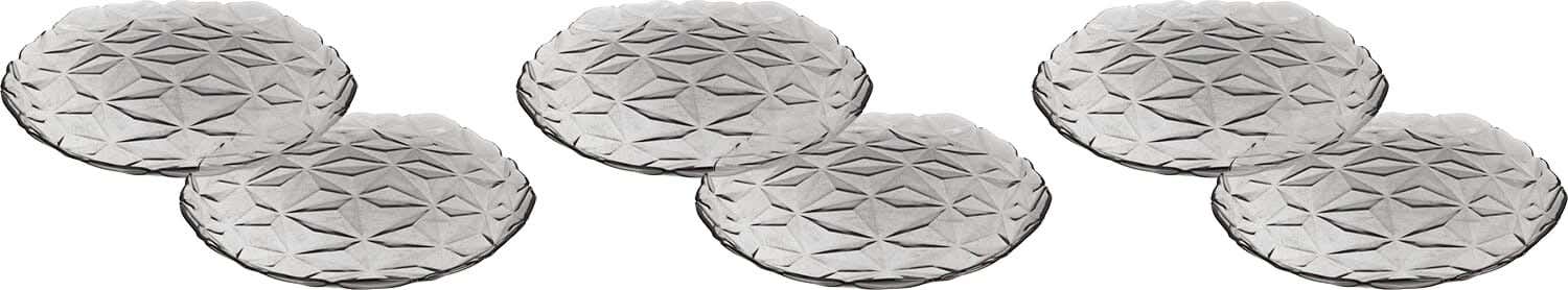 Pasabahce Glass Plate Set, 6 Pieces, 28 cm - Clear Grey