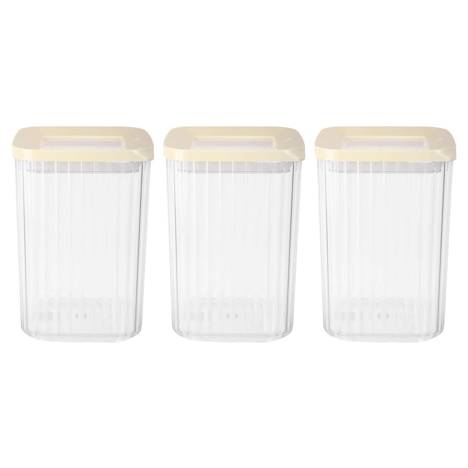Pro Plast Plastic Storage Box Set, 3 Pieces, 1000 Ml - Off White Clear