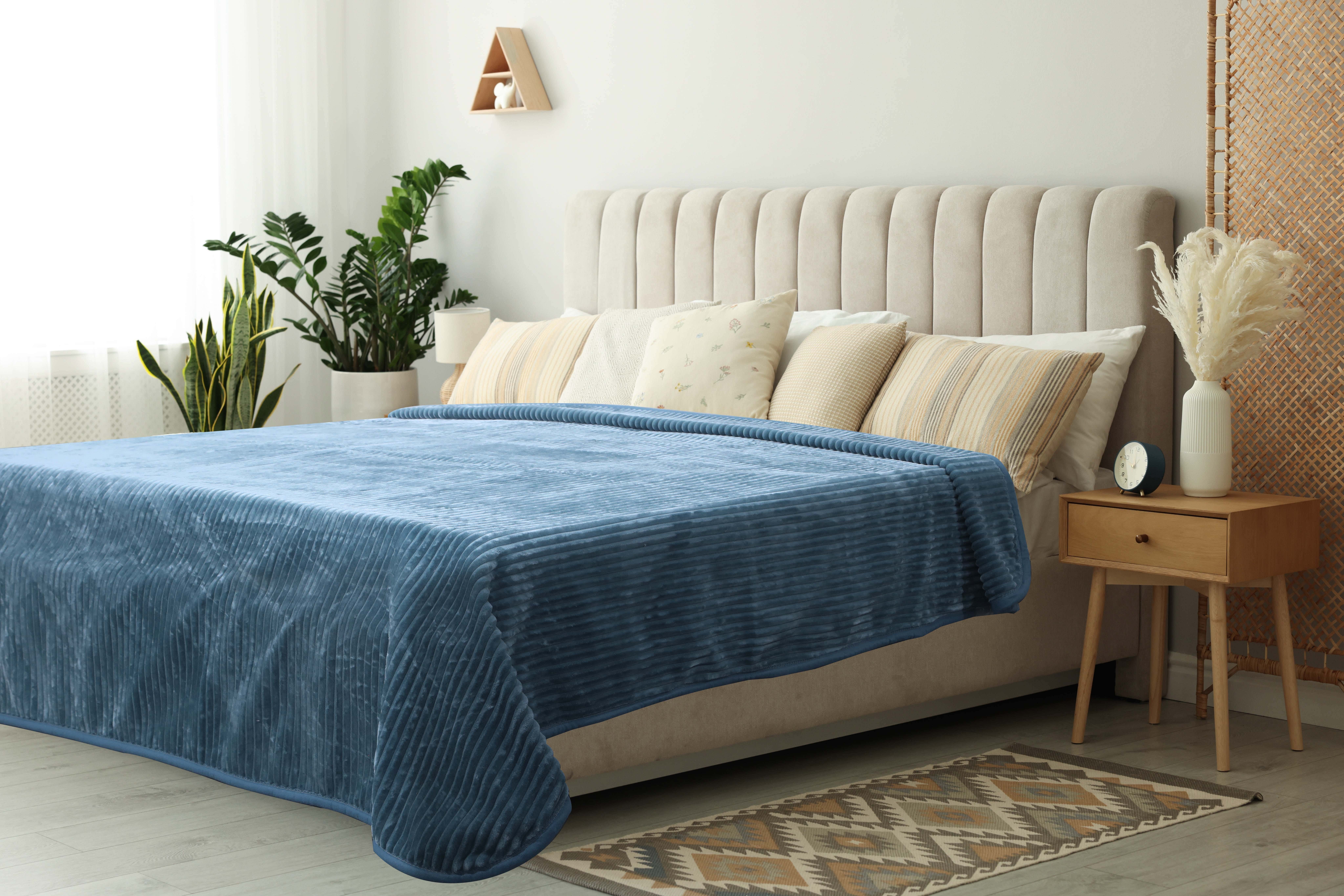 Morano Velvet Two Layer Blanket, 220x240 cm, approximately 5700 g - Petrol
