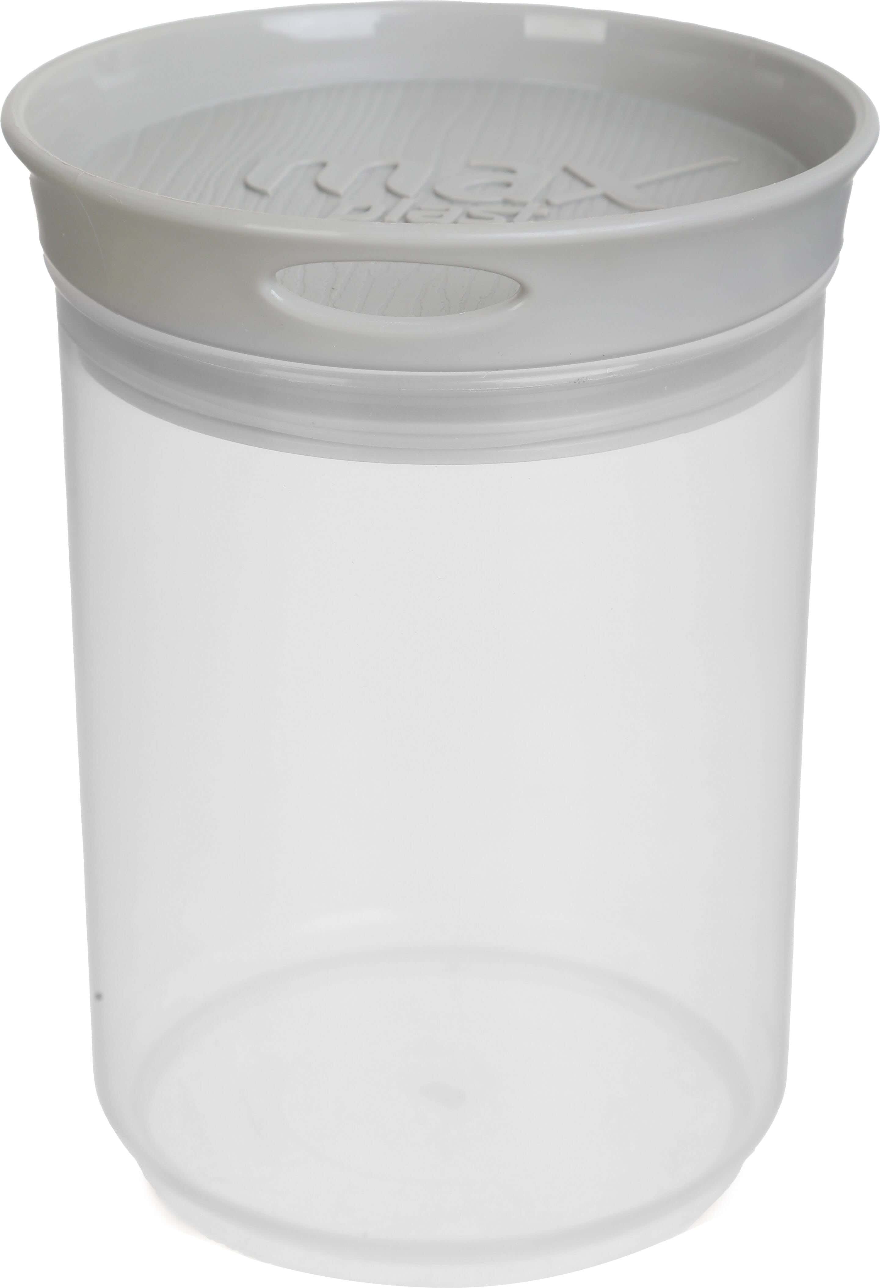 Max Plast Round Plastic Jar, 850 ml - Clear Grey
